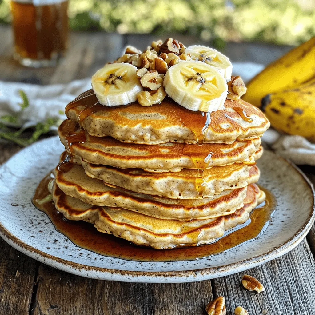 - 2 ripe bananas, peeled - 1 cup rolled oats - 1 cup milk (your choice of dairy or non-dairy) - 2 large eggs - 2 tablespoons honey or maple syrup - 1 teaspoon vanilla extract - 1 teaspoon baking powder - 1/2 teaspoon ground cinnamon - A pinch of salt - Coconut oil or butter I choose ripe bananas for natural sweetness and moisture. They add great flavor and help bind the pancakes. Rolled oats are my go-to for a hearty base. They give the pancakes a nice texture and make them filling. I like to use milk for creamy batter. You can pick dairy or non-dairy options like almond or oat milk. The eggs add protein and help the pancakes rise. Honey or maple syrup gives a touch of sweetness. Vanilla extract boosts the flavor of the pancakes. Baking powder is key to making them fluffy. Ground cinnamon adds a warm flavor, making each bite cozy. A pinch of salt enhances the sweetness and balances flavors. Lastly, coconut oil or butter greases the pan and adds richness. If you don’t have ripe bananas, you can use applesauce. It brings a similar moisture and sweetness. For oats, quick oats can work but may change the texture. If you’re out of milk, water or yogurt can be alternatives. You can skip eggs by using a flax egg (1 tablespoon ground flaxseed mixed with 2.5 tablespoons water). For sweetness, agave syrup is another great option. To start, gather all your ingredients. You need: - 2 ripe bananas, peeled - 1 cup rolled oats - 1 cup milk (your choice of dairy or non-dairy) - 2 large eggs - 2 tablespoons honey or maple syrup - 1 teaspoon vanilla extract - 1 teaspoon baking powder - 1/2 teaspoon ground cinnamon - A pinch of salt Put the bananas, oats, milk, eggs, honey, vanilla, baking powder, cinnamon, and salt in a blender. Blend on high speed until the mix is smooth and creamy. Make sure everything is well mixed. This step is key to getting the perfect pancake batter. After blending, let the batter rest for about 5 minutes. This helps the oats soak up some liquid. The batter will thicken, making your pancakes fluffy. Resting is important, so don’t skip this step. It makes a big difference in texture. Now, heat a non-stick skillet or griddle over medium heat. Add a small amount of coconut oil or butter to the pan. This prevents the pancakes from sticking. For each pancake, pour about 1/4 cup of batter into the skillet. Cook for 2-3 minutes. You’ll see bubbles forming on the surface when it’s time to flip. Carefully flip the pancakes using a spatula. Cook for another 2-3 minutes until golden brown. Continue this process with the remaining batter. Add more oil or butter as needed to keep everything from sticking. Serve the pancakes warm. You can top them with fresh fruits, nuts, or a drizzle of honey or syrup for extra sweetness. Enjoy your delicious banana oatmeal blender pancakes! Store leftover batter in a sealed container. Keep it in the fridge for up to two days. Before using, stir it gently. The oats may thicken, so you might add a bit of milk. To make fluffier pancakes, let the batter rest for five minutes. This helps the oats soak up liquid. The baking powder also adds lift, so ensure it's fresh. You can also try separating the eggs. Whip the egg whites and fold them in for extra fluff. Serve these pancakes warm for the best taste. Top with fresh fruits like berries or banana slices. Add nuts for crunch and honey or maple syrup for sweetness. You can also sprinkle with cinnamon for extra flavor. {{image_4}} You can change up the taste of your pancakes by adding fruits and nuts. Berries, such as blueberries or strawberries, mix well with the batter. Chopped nuts, like walnuts or pecans, add a nice crunch. Just fold them into the batter gently before cooking. This extra touch makes your pancakes even more fun and tasty. If you need gluten-free pancakes, you can easily adapt this recipe. Use gluten-free oats instead of rolled oats. This small swap keeps the texture while making them safe for a gluten-free diet. Check the labels when you buy oats to ensure they are certified gluten-free. Now you can enjoy these pancakes without worry! For a vegan twist, replace the eggs and milk. Use flax eggs made from ground flaxseed and water. Mix 1 tablespoon of ground flaxseed with 2.5 tablespoons of water for each egg. For the milk, choose almond, soy, or oat milk. These simple swaps keep your pancakes delicious and friendly for a vegan diet. Enjoy your fluffy pancakes, guilt-free! You can keep leftover pancakes in the fridge. Place them in an airtight container. They stay fresh for about 3 days. When you're ready to eat, just take them out. Freezing the pancakes is a great option too. Let them cool completely first. Then, stack them with parchment paper in between. Place them in a freezer-safe bag or container. They can last up to 2 months in the freezer. To reheat, you have a few options. For the microwave, place a pancake on a plate. Heat it for about 30 seconds. If you prefer the stovetop, warm a skillet on low heat. Cook each pancake for about 1-2 minutes on each side. This keeps them soft and tasty. Yes, you can use quick oats. Quick oats will blend easily. They may make the pancakes a bit softer. If you prefer a heartier texture, stick with rolled oats. These pancakes work great for meal prep! You can make a big batch. Store them in the fridge or freezer. Just reheat them in the toaster or microwave when ready to eat. Look for bubbles on the surface of the pancakes. When you see bubbles, it’s time to flip them. Cook until both sides are golden brown. That’s when they are done! We explored how to make delicious pancakes using simple ingredients and clear steps. You learned about ingredient choices and tasty substitutes. The cooking tips help you store leftovers and serve pancakes perfectly. Variations allow for fruity, gluten-free, or vegan options tailored to your taste. As you cook, remember to check for doneness and enjoy your meal prep success! Making pancakes at home can be easy and fun, so keep experimenting with flavors!