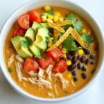 To make this creamy chicken enchilada soup, gather these key items: - 1 lb boneless, skinless chicken breasts - 1 can (15 oz) black beans, drained and rinsed - 1 can (15 oz) sweet corn, drained - 1 can (10 oz) diced tomatoes with green chilies - 1 small onion, finely diced - 3 cloves garlic, minced - 2 cups chicken broth, preferably low-sodium - 1 tablespoon chili powder - 1 teaspoon ground cumin - 1 teaspoon smoked paprika - 1 cup heavy cream - Salt and freshly cracked pepper, to taste These ingredients work together to create a rich, flavorful base for your soup. To elevate your soup, consider these garnishes: - Fresh cilantro leaves - Ripe avocado slices - Crispy tortilla strips These add freshness, creaminess, and crunch to your dish, making it even more enjoyable. For a complete meal, serve your soup with: - Crispy tortilla chips - A simple green salad These pair well with the creamy soup and provide a nice contrast in texture. First, gather all your ingredients. You need: - 1 lb boneless, skinless chicken breasts - 1 can (15 oz) black beans, drained and rinsed - 1 can (15 oz) sweet corn, drained - 1 can (10 oz) diced tomatoes with green chilies - 1 small onion, finely diced - 3 cloves garlic, minced - 2 cups chicken broth, preferably low-sodium - 1 tablespoon chili powder - 1 teaspoon ground cumin - 1 teaspoon smoked paprika - 1 cup heavy cream - Salt and freshly cracked pepper, to taste - Fresh cilantro leaves, for garnish - Ripe avocado slices, for garnish - Crispy tortilla strips, for serving Start by placing the chicken breasts at the bottom of your slow cooker. This helps the chicken soak up all the flavors. Next, add the black beans, sweet corn, diced tomatoes, onion, and garlic on top of the chicken. Spread these ingredients evenly so every bite is loaded with flavor. Now, pour the chicken broth over everything. Make sure all the ingredients are submerged. This step is key for a rich taste. Next, sprinkle the chili powder, cumin, smoked paprika, salt, and pepper over the top. These spices add depth to the soup. Cover your slow cooker and cook on low for 6-8 hours or on high for 3-4 hours. The chicken should be tender and easy to shred. When the time is up, take out the chicken breasts. Use two forks to shred the chicken into small pieces. Return the shredded chicken to the cooker and stir it in. Pour in the heavy cream and mix gently. Let the soup cook on low for another 30 minutes. This will make your soup creamy and delicious. Before serving, taste it and adjust the salt and pepper as needed. For presentation, ladle the soup into bowls. Garnish with fresh cilantro, avocado slices, and crispy tortilla strips. This adds a nice crunch and makes the soup look great. Enjoy your creamy chicken enchilada soup! To get the best creamy texture, use heavy cream. This makes the soup rich and smooth. Add the heavy cream at the end of cooking. Mix it well to combine. If you want even more creaminess, blend a portion of the soup before adding the cream. This blends the beans and corn, adding body to the soup. Cooking time can change based on your slow cooker. If you cook on low, aim for 6 to 8 hours. On high, cook for 3 to 4 hours. Always check the chicken's doneness. It should shred easily with a fork. If you need it faster, use the high setting but keep an eye on it. Adjust the time if you’re cooking more or less chicken. Serve the soup in warm bowls for a great experience. Top with fresh cilantro and ripe avocado slices. Add crispy tortilla strips for crunch. You can also serve it with tortilla chips on the side. This enhances the texture and adds a fun element to your meal. Enjoy your creamy chicken enchilada soup with friends or family for a comforting night in! {{image_4}} To make a spicy version, add more chili powder. You can also include diced jalapeños for heat. If you want more depth, use spicy diced tomatoes instead of regular ones. This will give your soup a nice kick. For a vegetarian soup, swap the chicken for extra beans or lentils. You can use vegetable broth instead of chicken broth. Add more veggies like bell peppers, zucchini, or spinach. This keeps the soup hearty and full of flavor. Feel free to mix up the ingredients. You can use any beans you like, such as pinto or kidney beans. If you don’t have heavy cream, try using coconut milk for a dairy-free option. You can also replace the chicken with tofu or tempeh. These changes help you tailor the soup to your taste. To store your creamy chicken enchilada soup, let it cool first. Once cool, pour it into an airtight container. Make sure to seal it well to keep the flavors fresh. Store it in the fridge for up to three days. Always label the container with the date. This way, you know when to use it. If you want to save the soup for later, freezing is a great option. Pour the cooled soup into freezer-safe bags or containers. Leave some space at the top, as liquids expand when frozen. You can freeze it for up to three months. When you’re ready to eat it, just remember to label your bags with the date! For reheating, you have a few options. You can use the microwave or stovetop. If using the microwave, heat in short bursts, stirring in between. This helps to heat evenly. For the stovetop, pour the soup into a pot. Heat over medium heat, stirring until hot. Add a splash of chicken broth or cream if it seems too thick. Enjoy your soup warm! Yes, you can use frozen chicken breasts. Just add them directly to the slow cooker. Cook on high for 4-5 hours or low for 8-9 hours. This method will keep the chicken moist and tender. Make sure to check that it's fully cooked before shredding. To add spice, consider using more chili powder or diced jalapeños. You could also mix in some hot sauce. Another idea is to use spicy diced tomatoes instead of regular ones. This will give your soup a nice kick without losing its creamy texture. Great toppings include fresh cilantro, ripe avocado slices, and crispy tortilla strips. You could also add shredded cheese or a dollop of sour cream for extra creaminess. These toppings enhance the soup's flavor and texture, making each bite special. Enjoy exploring different combinations! You’ve learned the key ingredients and steps for making delicious chicken enchilada soup. We covered tips for the creamiest texture and how to store leftovers effectively. Remember, you can customize this recipe with tasty variations like spicy or vegetarian options. Experiment with garnishes and pairings to enhance your meal. Enjoy creating a comforting dish that satisfies your taste buds. With these insights, you'll make soup that's both flavorful and enjoyable. Happy cooking!