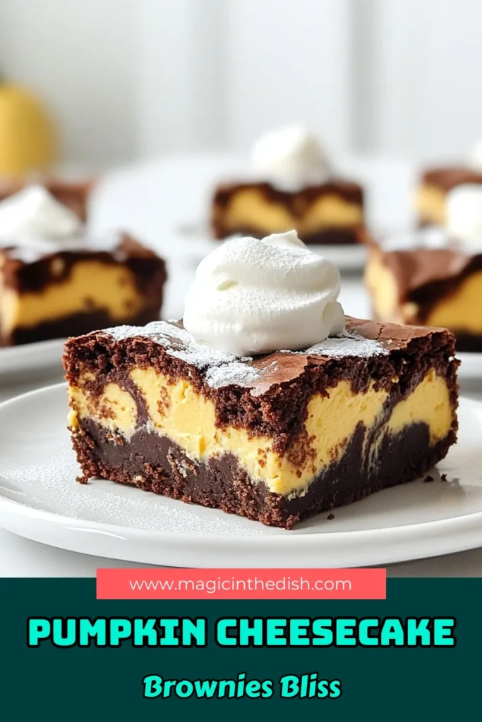 Indulge in the perfect fall treat with these Pumpkin Cheesecake Brownies! Combining rich chocolate brownie layers with creamy pumpkin cheesecake, this recipe is easy to follow and destined to impress. Ideal for holidays or cozy gatherings, these brownies are sure to be a hit. Click through to discover the full recipe and bring a taste of autumn to your kitchen! #PumpkinBrownies #FallBaking #DessertRecipe #CheesecakeLovers
