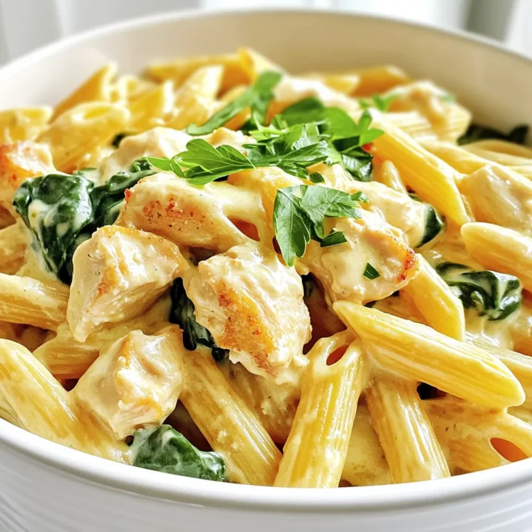 Here are the ingredients you need for this cozy dish: - 1 lb boneless, skinless chicken breasts - 2 tablespoons extra virgin olive oil - 3 cloves garlic - 1 teaspoon dried Italian herbs - 1/2 teaspoon red pepper flakes (optional) - 8 oz penne pasta - 4 cups low-sodium chicken broth - 1 cup heavy cream - 1 cup finely grated Parmesan cheese - 1 cup fresh spinach leaves - Salt and freshly ground black pepper - Fresh parsley for garnish Each ingredient plays a key role in this creamy chicken pasta. The chicken gives us protein and flavor. Olive oil adds richness, while garlic brings aroma and taste. The herbs create a classic Italian vibe. Red pepper flakes give a hint of heat, but you can skip them if you prefer mild flavors. The penne pasta absorbs the broth and cream, making it super tasty. Chicken broth keeps everything light yet flavorful. Heavy cream makes the sauce rich and smooth. Parmesan cheese adds that classic umami flavor. Fresh spinach adds color and nutrients. Lastly, salt and pepper help balance all the flavors, while parsley gives a fresh touch. Make sure you have these ingredients ready. They work together to create a warm, comforting meal that feels like a hug in a bowl. Begin by heating 2 tablespoons of extra virgin olive oil in a large pot over medium heat. Once the oil shimmers, add 1 pound of diced boneless, skinless chicken breasts. Season it well with salt, pepper, and 1 teaspoon of dried Italian herbs. Sauté the chicken for about 5 to 7 minutes. Stir it occasionally until the chicken turns golden brown and cooks through. Next, add 3 cloves of finely minced garlic and 1/2 teaspoon of red pepper flakes if you want some heat. Stir for 1 to 2 minutes. Watch closely to make sure the garlic does not burn. If it burns, it can ruin the taste of the dish. Pour in 4 cups of low-sodium chicken broth and raise the heat to bring it to a rolling boil. Once it boils, add 8 ounces of penne pasta. Cook the pasta for about 10 to 12 minutes, following the package instructions. Stir occasionally to keep the pasta from sticking. When the pasta is al dente and most of the liquid is absorbed, lower the heat. Stir in 1 cup of heavy cream and 1 cup of finely grated Parmesan cheese. Mix gently until the sauce is smooth and creamy. Make sure the cheese melts completely for that rich flavor. Fold in 1 cup of roughly chopped fresh spinach. Let it wilt for about 2 minutes in the heat. Taste the dish and adjust the seasoning with more salt, pepper, or Italian herbs as needed. Garnish with finely chopped fresh parsley and a sprinkle of extra Parmesan cheese for a lovely finish. To get that creamy texture, start with heavy cream. It adds richness. Stir the cream in slowly after cooking the pasta. This helps the cream blend well. For the best flavor, use freshly grated Parmesan cheese. It melts better than the pre-grated kind. You can also add a bit more cheese at the end for extra yumminess. To keep your pasta from sticking, stir it often while cooking. Use a large pot to give the pasta room. When you add the penne, make sure the broth is boiling. This helps the pasta cook evenly. Check the pasta a minute or two before the time on the package. You want it al dente, or firm to the bite. Serve this pasta in shallow bowls for a cozy feel. Drizzle some olive oil on top to give it shine. Add a sprinkle of red pepper flakes for a pop of color. Fresh parsley makes a great garnish too. A slice of crusty bread pairs nicely with this dish, completing the meal. {{image_4}} You can switch chicken for shrimp or sausage. Shrimp cooks quickly, so add it late. Sausage adds a nice, hearty flavor. You can use Italian sausage for a spicy kick. For a vegetarian option, try mushrooms. They add a great texture and flavor. Portobello or cremini mushrooms work best. Just sauté them until soft before adding the broth. Add veggies like bell peppers or zucchini for extra flavor. Chop them finely and sauté with the chicken. This adds color and nutrition to the dish. You can also try spinach, kale, or peas for variety. Experiment with herbs too. Besides the Italian blend, consider fresh basil or parsley. These herbs add brightness to your dish. You can mix dried and fresh herbs for deeper flavor. Want more heat? Increase the red pepper flakes. Taste as you go to avoid too much spice. If you like it milder, reduce or skip the flakes. You can also add other spices. Try garlic powder for depth or smoked paprika for a smoky flavor. A pinch of nutmeg can enhance the creaminess of the sauce. Adjust the spices to suit your taste. To keep your cozy one-pot creamy chicken parmesan pasta fresh, use an airtight container. Let the pasta cool down first, then transfer it to the container. This helps avoid extra moisture and keeps it tasty. In the fridge, it lasts about 3 to 4 days. If you plan to eat it later, storing it properly is key to its flavor and texture. When it's time to enjoy the leftovers, reheating is easy. You can use a microwave or stovetop. If using the microwave, place the pasta in a bowl and add a splash of chicken broth or cream. This helps regain some moisture. Heat it in short bursts, stirring in between, until warm. On the stovetop, add the pasta to a pan over low heat. Stir gently and add a little liquid to refresh the dish. This method keeps the pasta creamy and helps it taste great again. Yes, you can use other pasta shapes! Bowtie, fusilli, or even spaghetti work well. Just adjust the cooking time based on the pasta you choose. Check the package for timing. If you use a smaller pasta, it may cook faster. Larger shapes might take longer. Make sure to stir often to keep it from sticking. Absolutely! This dish is perfect for meal prep. You can make a big batch and store it in containers. Just divide the pasta into portions. Keep it in the fridge for up to three days. Reheat it in the microwave or on the stove. Add a splash of broth to keep it creamy. Yes, you can make this dish dairy-free! Use coconut cream instead of heavy cream for a rich texture. Nutritional yeast can replace Parmesan cheese. It adds a cheesy flavor without dairy. Look for dairy-free cheese if you prefer that option. Always check labels to ensure they fit your diet. This blog post covered a flavorful chicken penne recipe, from the key ingredients to cooking tips. You learned how to sauté chicken, cook pasta, and create a creamy sauce. I shared variations to keep the dish exciting and ideas for storing and reheating leftovers. Feel free to adjust flavors and try different proteins or veggies. This meal is not just easy but also full of taste. Enjoy cooking and sharing this dish with family and friends.