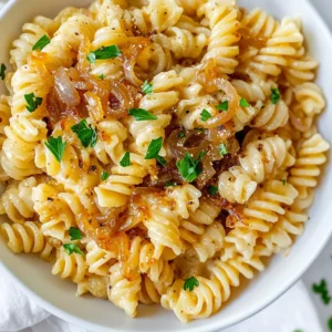 Creamy Vegan Caramelized Onion Pasta Comfort Dish