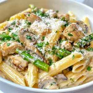 Mushroom Asparagus Chicken Penne Flavorful Dinner Dish