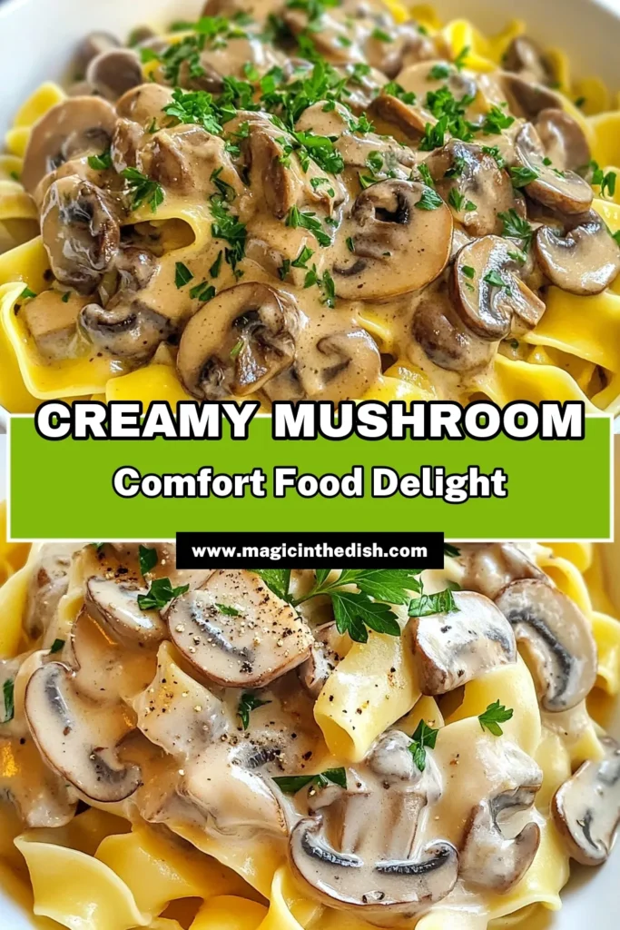 Indulge in this creamy mushroom stroganoff that's perfect for vegetarian diners! This easy mushroom recipe features a blend of mixed mushrooms, egg noodles, and a rich sauce, making it a comforting weeknight meal your family will love. Discover a new favorite with this vegetarian stroganoff recipe that's quick to prepare. Save this delicious mushroom pasta dish for an easy dinner tonight! #MushroomStroganoff #VegetarianRecipes #ComfortFood #WeeknightMeals
