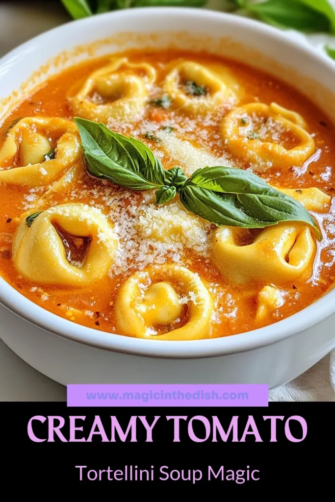Indulge in this easy creamy soup with our Creamy Tomato Tortellini Soup recipe. Made with rich San Marzano tomatoes, this vegetarian tomato soup is perfect year-round. Packed with cheese tortellini and a splash of cream, it’s a comforting dish that's ready in just 30 minutes. Don't miss out on this delicious creamy tomato soup that's sure to become a family favorite! Save this recipe for later! #CreamyTomatoSoup #TortelliniSoupRecipe #EasyCreamySoup #VegetarianTomatoSoup