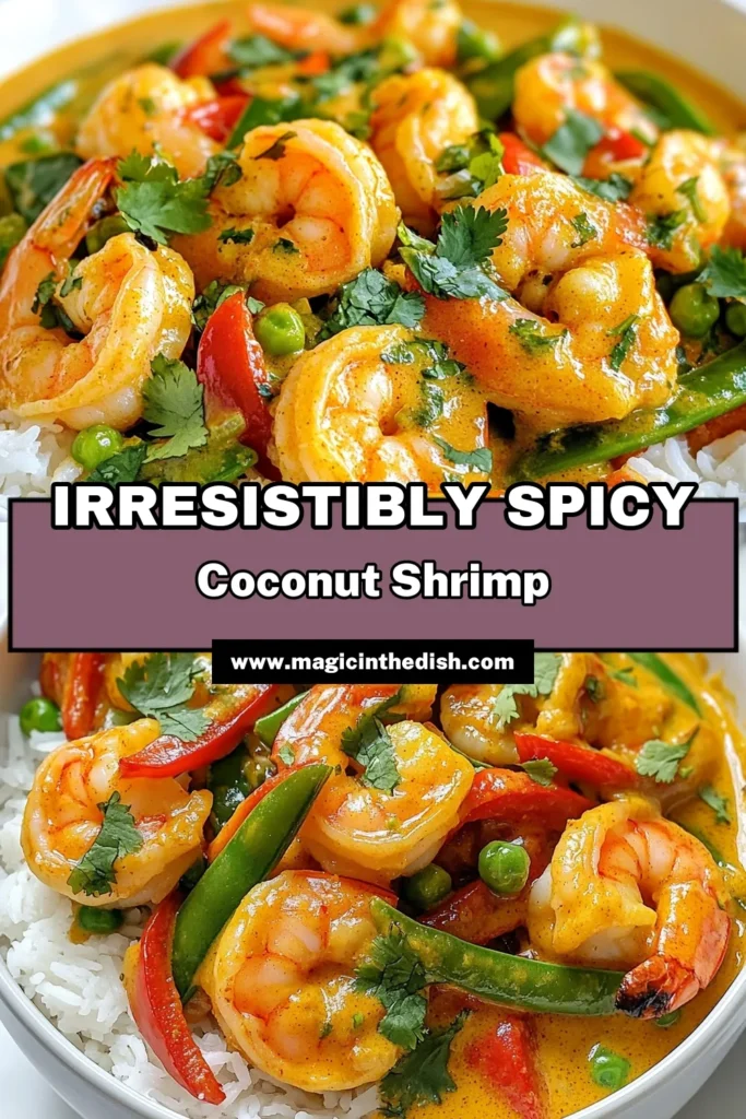 Looking for a quick and delicious dinner idea? Try this Spicy Coconut Curry Shrimp recipe! Bursting with flavor from coconut milk and red curry paste, this shrimp curry recipe is easy to make and perfect for busy nights. In just 20 minutes, you can savor a flavorful Thai curry shrimp dish that your whole family will love. Don’t forget to save this quick shrimp dinner for your meal planning! #spicycoconutcurryshrimp #shrimprecipes #coconutmilkrecipes #quickdinnerideas