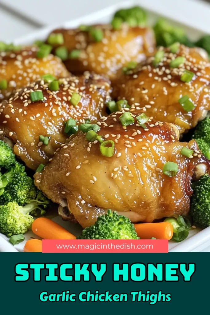 Savor the deliciousness of Honey Garlic Chicken Thighs One Pan! This easy recipe combines tender chicken, crisp veggies, and a sweet-savory honey garlic sauce, all cooked in one skillet. Perfect for busy weeknights, your family will love this flavorful meal. Follow the simple steps to create a dish that impresses without the fuss. Click through to explore this recipe and make your dinner extraordinary! #HoneyGarlicChicken #OnePanRecipes #EasyDinner #ChickenThighs