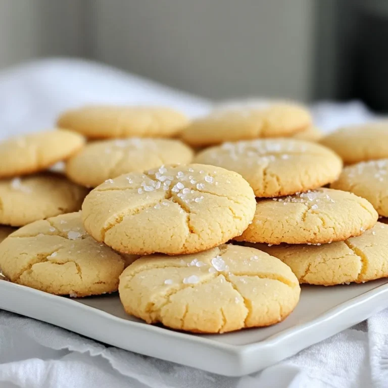 To make salted butter cookies, you need some simple and tasty ingredients. Here’s what you will need: - 1 cup unsalted butter, softened - 1 cup granulated sugar - 1 teaspoon pure vanilla extract - 1 large egg, at room temperature - 2 cups all-purpose flour - 1/2 teaspoon baking powder - 1/4 teaspoon fine sea salt - Flaky sea salt for topping These ingredients come together to create a cookie that is both sweet and salty. The unsalted butter gives a rich flavor, while the flaky sea salt adds a crunchy finish. Each bite is a perfect mix of textures and tastes. When you gather your ingredients, make sure the butter is soft. This helps it mix well with the sugar. Room temperature eggs also blend better, making your dough smooth. Using quality ingredients will make your cookies shine. Feel free to have fun and experiment. You can add your favorite flavors or toppings. But this simple list will give you a great start to tasty salted butter cookies. {{ingredient_image_2}} Start by preheating your oven to 350°F (175°C). It’s important to have the oven hot when you put the cookies in. Line a baking sheet with parchment paper. This helps the cookies not stick and makes cleanup easier. In a large bowl, add 1 cup of softened butter and 1 cup of granulated sugar. Use a hand mixer or stand mixer. Beat on medium speed for about 3 to 4 minutes. The mix should become light and fluffy. This step adds air and makes the cookies soft. Next, add 1 teaspoon of pure vanilla extract and 1 large egg. Beat until everything is well mixed. In a separate bowl, whisk together 2 cups of all-purpose flour, 1/2 teaspoon of baking powder, and 1/4 teaspoon of fine sea salt. Mix these well so they are fully combined. Gradually add this dry mix into the wet ingredients. Use a spatula or wooden spoon to stir gently. Don’t overmix. The dough should be soft and hold together. Now you're ready to scoop and bake! To get the best cookie texture, use room temperature butter. This makes it easy to cream with sugar. You want a light and fluffy mix. Cream for about 3-4 minutes. The dough should be soft but not too sticky. Avoid overmixing when adding flour. Just mix until combined. This keeps your cookies tender and chewy. One big mistake is using cold butter. Cold butter won’t cream well. Another mistake is overbaking. Cookies should be lightly golden on the edges. Remove them from the oven as soon as they look done. Let them cool on the sheet for a few minutes. This helps them set without becoming hard. If you run out of unsalted butter, you can use salted butter. Just skip the added flaky salt. You can swap granulated sugar with brown sugar for a richer flavor. For a gluten-free option, use a 1:1 gluten-free flour mix. This will keep the texture similar. Always use fresh ingredients for the best taste. Pro Tips Use Room Temperature Ingredients: Make sure your butter and egg are at room temperature for easier mixing and a smoother dough. Don't Overmix the Dough: Mix until just combined to ensure your cookies are tender and not tough. Chill the Dough: For thicker cookies, chill the dough for 30 minutes before baking, which will help them hold their shape. Add Variations: Feel free to mix in chocolate chips, nuts, or dried fruits to customize your cookies to your taste. {{image_4}} You can make a yummy twist by adding chocolate chips. Use 1 cup of semi-sweet chocolate chips. After mixing the dough, gently fold in the chocolate chips. Bake as usual. The salty taste pairs nicely with the sweet chocolate. Each bite will be a delightful treat! For a nutty flavor, try adding nuts. Use 1 cup of chopped pecans or walnuts. Stir the nuts into the dough after mixing the wet and dry ingredients. The nuts add a nice crunch and taste. These cookies are perfect for nut lovers! Change the flavor based on the season. In the fall, add 1 teaspoon of cinnamon or pumpkin spice. In the spring, mix in lemon zest for a fresh taste. Each season brings a new twist to these cookies. You can enjoy them all year round! To keep your salted butter cookies fresh, store them in an airtight container. Use wax paper between layers to prevent sticking. Place the container in a cool, dry place. This method helps maintain their soft texture and flavor. For added freshness, you can also add a slice of bread to absorb moisture. If you want to enjoy cookies later, freeze the dough. First, scoop the dough onto a baking sheet. Freeze the scoops for about an hour until firm. Then, transfer them to a freezer bag. Label the bag with the date. You can bake them straight from the freezer, adding a minute or two to the baking time. Baked salted butter cookies last about a week at room temperature. If stored correctly, they can last up to two weeks. For longer storage, keep them in the freezer, where they can last for up to three months. Just make sure to wrap them well to avoid freezer burn. Yes, you can use salted butter. Just skip the added fine sea salt. Using salted butter gives a nice salty flavor. It may also make your cookies a bit sweeter, so keep that in mind. You can use brown sugar or coconut sugar. Brown sugar adds moisture and a richer flavor. Coconut sugar is less sweet and has a hint of caramel. Both will change the taste a bit, but they work well! To make gluten-free cookies, swap all-purpose flour with a gluten-free blend. Look for blends that include xanthan gum. This keeps the cookies soft and chewy, just like the original. Absolutely! You can add chocolate chips, nuts, or dried fruit. Just fold them into the dough gently. This adds fun flavors and textures to your cookies. Adjust the amount based on your taste. In this blog post, we explored the key ingredients for making delicious cookies, starting from soft butter to flaky sea salt. You learned step-by-step instructions, tips for the perfect texture, and how to store cookies effectively. We also discussed fun variations like chocolate chip and nutty cookies. Remember, baking is all about trial and error. Enjoy experimenting with different ingredients and flavors. With these tips, you can make cookies that your friends and family will love. Happy baking!