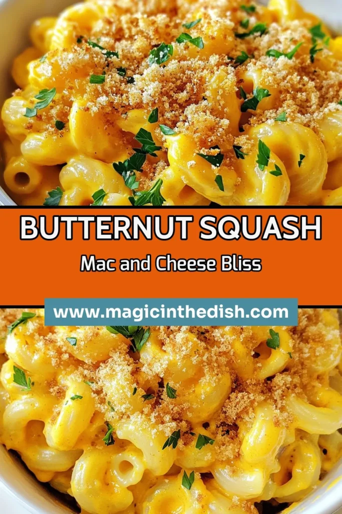 Savor the comforting flavors of fall with this Butternut Squash Mac and Cheese! This creamy butternut squash pasta is a delicious twist on a classic dish, combining sharp cheddar cheese and nutritious squash for a healthy mac and cheese recipe that's perfect for cozy nights. Indulge in this delightful cheddar cheese pasta dish and make your family smile. Try it tonight! #ButternutSquashMacAndCheese #FallComfortFood #HealthyRecipes #PastaLovers