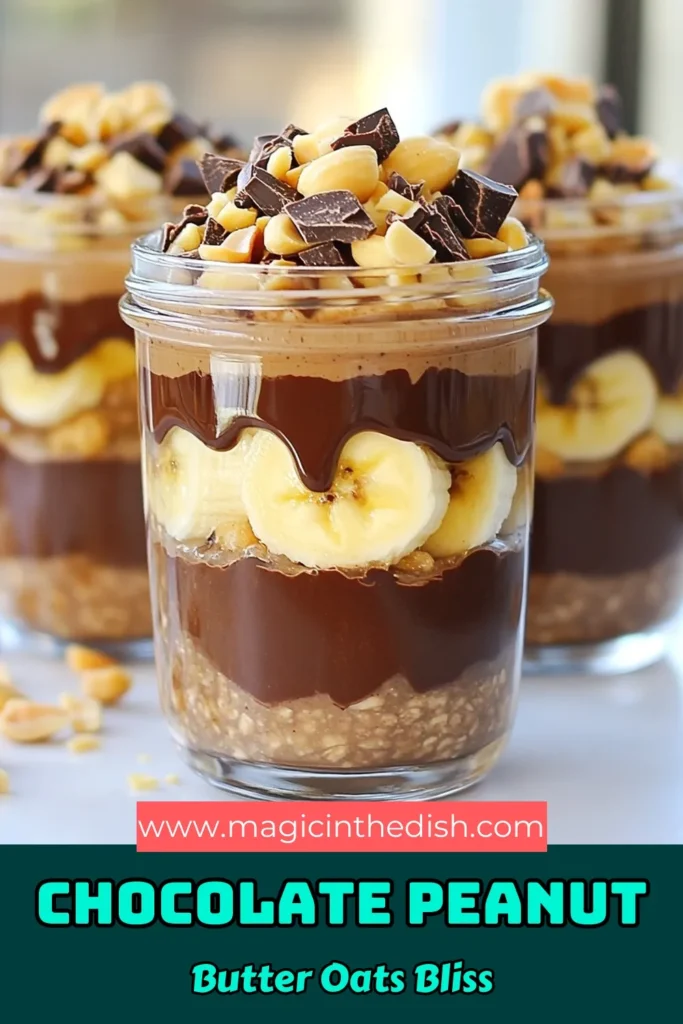 Indulge in these delicious Chocolate Peanut Butter Overnight Oats, your go-to healthy breakfast recipe! Perfect for busy mornings, this vegan overnight oats recipe requires no cooking, making it an easy meal prep oats solution. Blend oats, almond milk, cocoa, and peanut butter for a creamy delight ready in no time. Try it today and elevate your breakfast game! Save for later! #HealthyBreakfast #VeganRecipes #MealPrep #OvernightOats