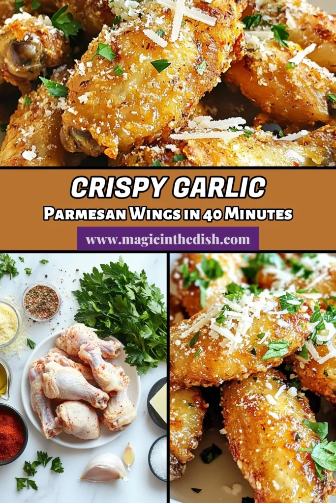 Discover the ultimate snack with these Garlic Parmesan Air Fryer Wings! This easy Air Fryer Chicken Wings recipe delivers perfectly crispy Garlic Parmesan Wings, coated in a delicious Parmesan chicken wing marinade. Ready in just 40 minutes, these make for the perfect easy Air Fryer appetizers. Don't miss out—try this recipe today and elevate your game day snacking! Save for later! #AirFryerWings #GameDaySnacks #ChickenWings #EasyRecipes