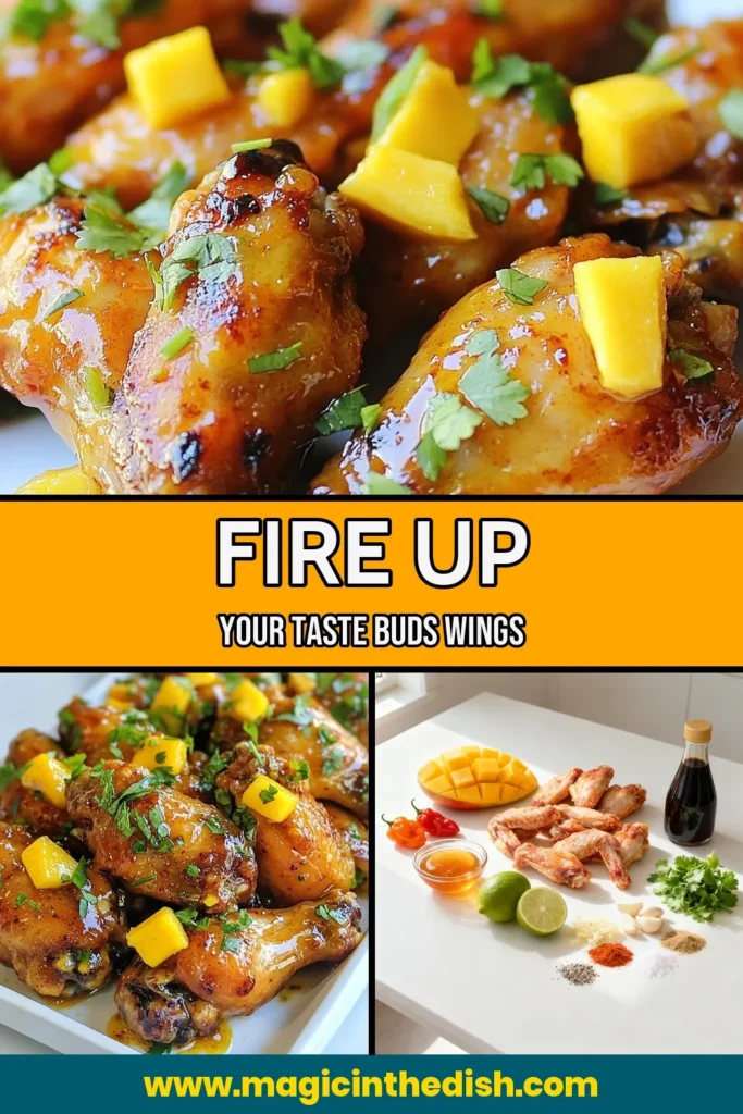 Elevate your next gathering with these Spicy Mango Habanero Wings! Perfect as BBQ chicken wings, this baked chicken wings recipe is bursting with sweet and spicy flavors thanks to a homemade habanero wing sauce. Whether you're craving mango chicken recipes or simply want to impress guests, these wings are a must-try. Check out the full recipe and get ready to be amazed! #SpicyMangoHabaneroWings #BBQChickenWings #MangoChickenRecipes #HabaneroWingSauce
