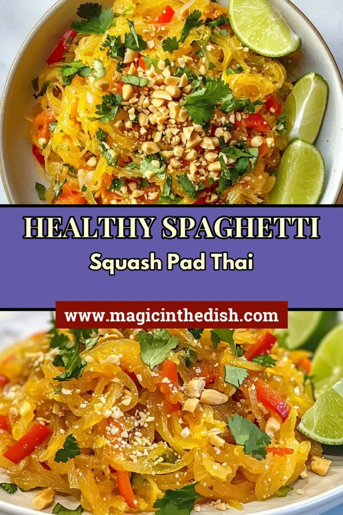 Discover the delicious world of Spaghetti Squash Pad Thai, a healthy pad thai recipe that's both vegan and gluten-free! This easy vegetable stir-fry recipe combines tender spaghetti squash with colorful veggies and a creamy peanut sauce. Perfect for a quick weeknight dinner, this dish is not only nutritious but also incredibly satisfying. Try this flavorful vegan spaghetti squash dish today and elevate your dining experience! Save for later! #VeganRecipes #GlutenFree #HealthyEating #EasyRecipes