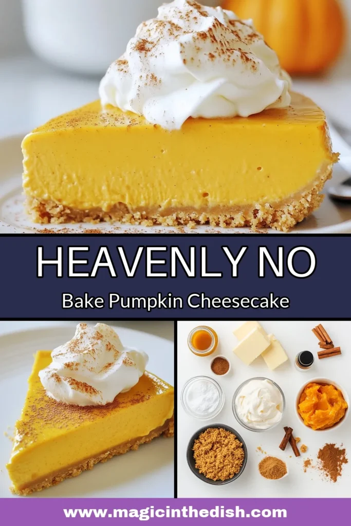 Looking for an easy pumpkin dessert this fall? Try this delicious no-bake pumpkin cheesecake recipe! This creamy treat features a delightful graham cracker crust and is perfect for any occasion. With its rich pumpkin flavor and spices, this no-bake cheesecake is a must-have in your fall dessert recipes. Make it ahead and impress your guests! Save this recipe for a sweet autumn delight. #NoBakePumpkinCheesecake #PumpkinCheesecakeRecipe #EasyPumpkinDessert #FallDessertRecipes