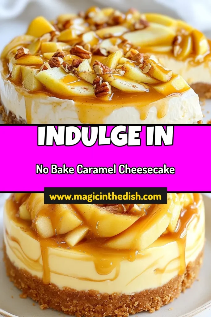 Indulge in this easy no-bake caramel apple cheesecake that's perfect for any dessert lover! This scrumptious recipe features a creamy filling mixed with spiced apples and a drizzle of caramel, making it an irresistible dessert with apples. Enjoy this homemade cheesecake without baking, ideal for gatherings or a sweet treat at home. Save this easy cheesecake recipe for your next craving and impress your friends! #NoBakeCheesecake #CaramelDessert #AppleDessert #EasyCheesecakeRecipe