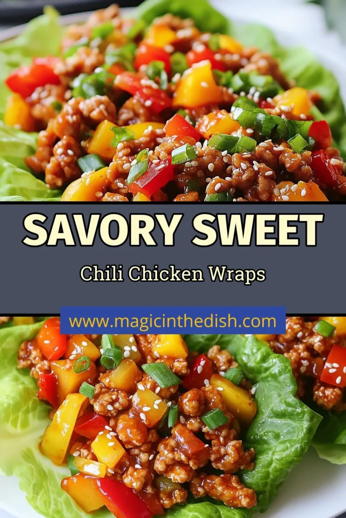 Discover a delicious way to enjoy healthy chicken wraps with these Sweet Chili Chicken Lettuce Wraps. This easy sweet chili chicken recipe features savory chicken, fresh vegetables, and Asian-inspired flavors that everyone will love. Perfect for parties or a quick dinner, these ground chicken recipes are sure to please. Try making these flavorful lettuce wraps tonight and savor the goodness! Don't forget to save this recipe! #LettuceWraps #HealthyRecipes #QuickMeals #GroundChicken