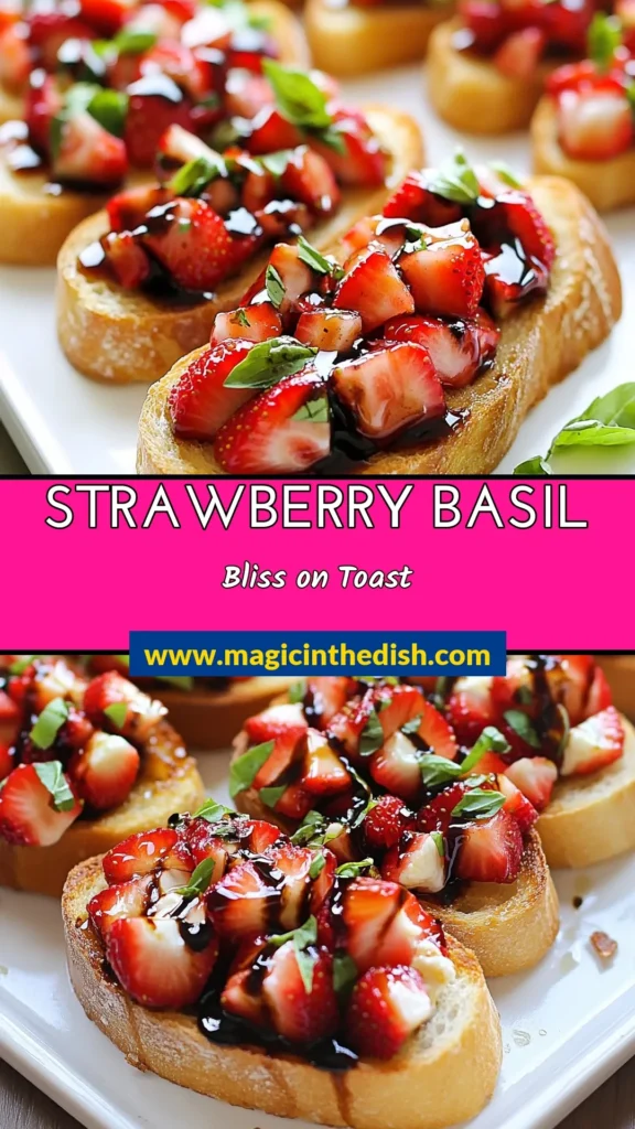 Elevate your summer gatherings with this strawberry basil bruschetta! This fresh bruschetta recipe combines ripe strawberries and aromatic basil for a deliciously easy appetizer. Perfect as a summer snack idea, it's a must-try for strawberry recipes with basil. With just a few ingredients, you can create an unforgettable dish that's sure to impress. Save this easy appetizer recipe for your next get-together! #Bruschetta #SummerSnacks #StrawberryRecipes #Appetizers
