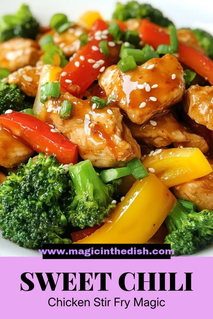 Looking for a quick and delicious meal? Try this Sweet Chili Chicken Stir-Fry! This Chicken Stir-Fry Recipe features tender chicken, vibrant vegetables, and a flavorful sweet chili sauce, making it the perfect Easy Stir-Fry for busy weeknights. Ready in just 25 minutes, it's an ideal Asian Chicken Dish that everyone will love. Save this recipe and elevate your weekday dinners! #SweetChiliChicken #ChickenStirFryRecipe #QuickChickenRecipe #EasyStirFry