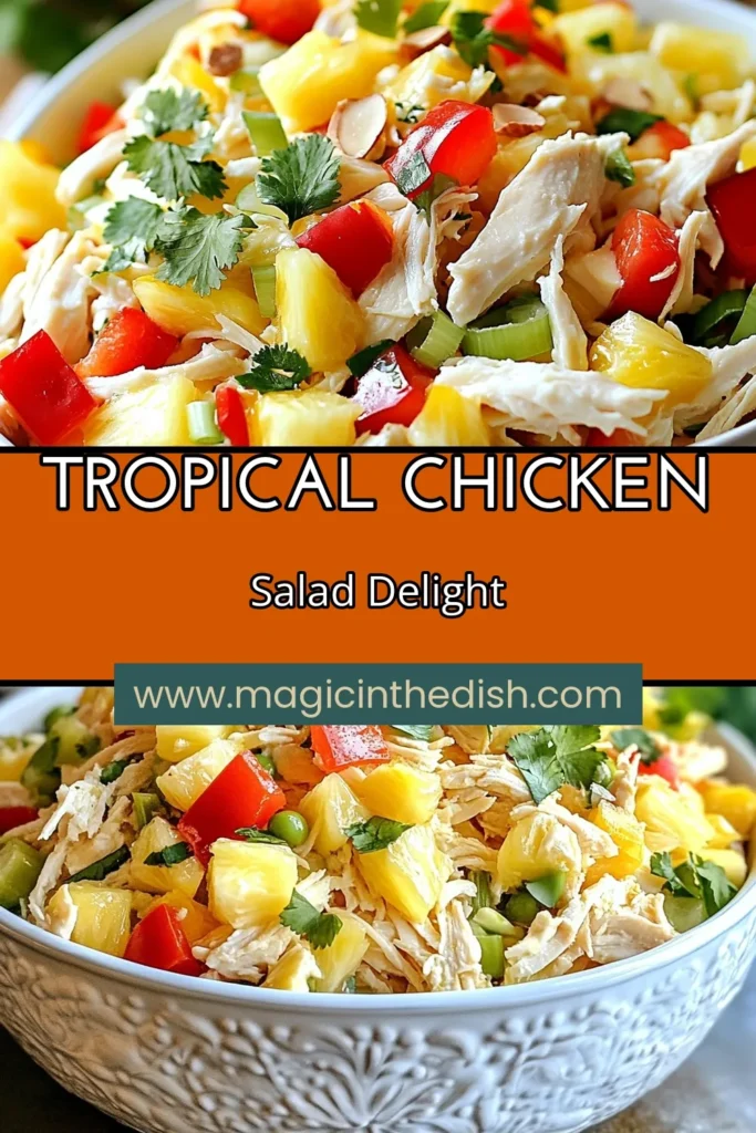 Looking for a refreshing twist on your summer meals? Try this Hawaiian chicken salad! This tropical chicken salad recipe combines shredded chicken and juicy pineapple with crunchy veggies and a creamy Greek yogurt dressing for a healthy chicken salad with pineapple that's bursting with flavor. Perfect for lunch or gatherings, it's a must-try! Don't forget to save this delicious summer salad recipe! #HawaiianChickenSalad #HealthyRecipes #SummerSalads #TropicalFlavors