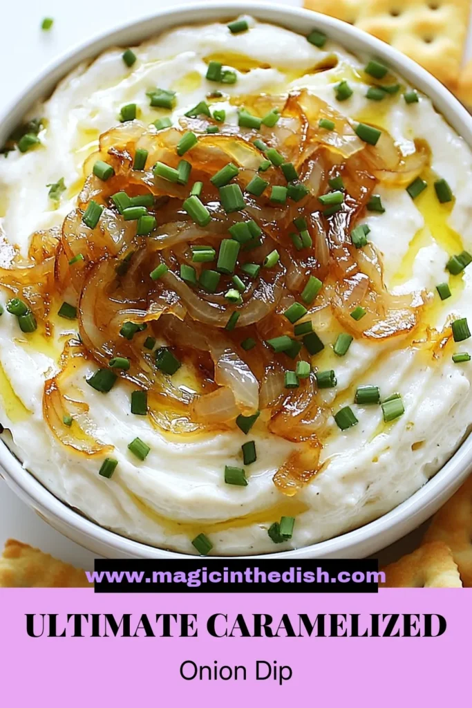 Discover the ultimate caramelized onion dip that's perfect for your next gathering! This easy party dip combines sweet, caramelized onions with a creamy herb dip recipe, making it a delicious sour cream onion dip for vegetables and crackers. Whip up this flavorful dip in just an hour, and impress your guests with its rich taste. Don't miss out—save this recipe for your next get-together! #CaramelizedOnionDip #EasyPartyDip #HerbDipRecipe #CreamyDipForVegetables