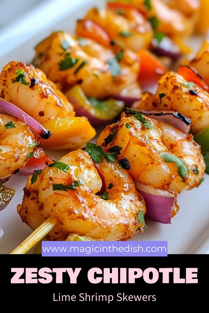 Spice up your dinner with these Chipotle Lime Shrimp Skewers! This grilled shrimp recipe features a zesty spicy shrimp marinade that enhances the flavors of shrimp and colorful vegetables. Perfect for a quick shrimp dinner recipe, these shrimp and vegetable skewers are easy to make and packed with flavor. Don't miss out—save this recipe for your next BBQ! #ChipotleLimeShrimp #GrilledShrimp #ShrimpSkewers #QuickDinnerIdeas