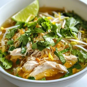 - 1 lb skinless chicken thighs - 8 cups chicken broth - 1 large onion, halved - 4 cloves garlic, crushed - 1 piece of ginger (2 inches), thinly sliced - 2 cinnamon sticks - 4 star anise pods - 4 whole cloves - 1 tablespoon fish sauce - 1 tablespoon sugar - 1 teaspoon salt - 8 ounces rice noodles - Fresh garnishes: basil leaves, cilantro, lime wedges, sliced jalape&ntilde;os, bean sprouts The main ingredients are the heart of your pho. Skinless chicken thighs add rich flavor and moisture. Using chicken broth instead of water gives depth to your soup. The onion, garlic, and ginger create a strong base. They fill your kitchen with warm, inviting scents. Next, let's talk spices. Cinnamon, star anise, and cloves elevate your dish. They bring warmth and complexity. Toast them briefly to unlock their full flavor. Now, listen to the additional components. Fish sauce gives umami. Sugar balances flavors. Salt enhances everything. Rice noodles soak up the broth, making each bite delightful. Fresh herbs and lime add brightness and freshness. Gather these ingredients, and you are ready to cook a comforting bowl of pho! {{ingredient_image_2}} Start by turning on the 'Saut&eacute;' function on your Instant Pot. Add the halved onion, crushed garlic cloves, and thinly sliced ginger. You want to cook these for about 3-4 minutes. Stir them until they smell great and the onion gets a bit charred. Next, introduce the cinnamon sticks, star anise pods, and whole cloves. Keep cooking for an additional minute. This step helps the spices release their amazing flavors into the pot. Now, add the skinless chicken thighs to the pot. Pour in the chicken broth, fish sauce, sugar, and salt. Mix everything well so all the ingredients blend together before sealing the pot. Secure the lid on the Instant Pot. Make sure the valve is set to sealing. Cook on high pressure for 15 minutes. Once done, let the pot naturally release for 10 minutes. After that, do a quick release to let out any remaining steam. Carefully open the lid after the steam is gone. Remove the chicken thighs from the pot. Use two forks to shred the chicken into bite-sized pieces. Then, return the shredded chicken to the pot and stir it all well. Finally, add the rice noodles to the pot. Stir them into the hot broth. Let the noodles soak for about 5-7 minutes or until they are al dente. This makes sure they have the right texture for your pho. Using fresh ingredients makes a huge difference in flavor. Choose plump chicken thighs, crisp herbs, and vibrant vegetables. They bring your pho to life. Saut&eacute; your aromatics just right. Cook the onion, garlic, and ginger for about 3-4 minutes. This builds a strong aroma that enriches your soup. You can easily adjust the spice levels in your pho. Want it hotter? Add more sliced jalape&ntilde;os. Prefer a milder taste? Skip the heat altogether. For broth richness, add more fish sauce or sugar. This will elevate the flavors to your liking. Consider adding garnishes like bean sprouts or fresh herbs to enhance presentation. They add texture and color to your dish. Choose deep bowls for serving your pho. This helps show off the beautiful colors of your dish. Arrange lime wedges and fresh herbs on the side. Guests can add these to their bowls as they like. This not only looks nice but also allows for personalized flavor. Pro Tips Use Fresh Herbs: Fresh basil and cilantro elevate the flavor profile of your pho. Always opt for fresh over dried for the best results. Adjust Spice Levels: If you enjoy more heat, include more jalape&ntilde;os or add a splash of sriracha to your bowl before serving. Prep Ingredients Ahead: To save time, chop your herbs and vegetables in advance. This will streamline the cooking process and make assembly quicker. Let the Broth Simmer: For an enriched flavor, let your broth simmer with the spices for an additional 10 minutes after pressure cooking before adding the noodles. {{image_4}} You can switch the chicken thighs for chicken breast. Chicken breast cooks faster, so reduce the pressure cooking time to 12 minutes. If you want a plant-based option, use tofu. Press the tofu to remove extra water and cut it into cubes. Cook tofu with broth for 10 minutes. Both options keep the dish flavorful and satisfying. To make a vegetarian or vegan broth, skip the chicken and use vegetable broth instead. Add mushrooms for depth. Try adding lemongrass for a fresh taste. For spices, mix in coriander seeds or cardamom pods. These tweaks create a unique flavor while keeping the spirit of pho. If you need gluten-free options, look for rice noodles labeled gluten-free. They work just as well. You can also try using zucchini noodles or other vegetable noodles for a lighter dish. Just remember to adjust the cooking time for each type of noodle. Enjoy the flexibility in your pho recipe! To store leftover pho, place it in an airtight container. Make sure the broth cools before sealing. You can keep it in the fridge for up to three days. This way, the flavors stay fresh and tasty. If you wait too long, the noodles might get soggy. So, enjoy your pho soon! Freezing pho is a great option for quick meals. First, separate the broth and noodles. This helps keep the texture right. Use freezer-safe containers to store the broth. It can last up to three months in the freezer. When you want to eat it, thaw the broth overnight in the fridge. Reheat on the stove for best flavor. Add the noodles fresh for the best results. You can make parts of pho ahead of time. The broth can be made a day or two early. Store it in the fridge until you are ready to use it. You can also chop the herbs and vegetables ahead of time. Keep them in separate containers to keep them fresh. This method saves time and keeps the flavors bright. Yes, you can use frozen chicken. Just add a few extra minutes to the cooking time. Frozen chicken may require about 5-10 more minutes of pressure cooking. This ensures it cooks through fully. Always check the chicken's internal temperature. It should reach 165&deg;F for safety. To adjust the spice level, add more or fewer spices. For more heat, include sliced jalape&ntilde;os or red pepper flakes. You can also try adding a dash of sriracha. Start with a little, then taste. It&rsquo;s easier to add more than to take away heat. Reheat pho gently on the stove. Use low heat to avoid losing flavor. Add a splash of broth or water to keep it moist. Stir occasionally to heat evenly. Avoid microwaving, as it can make the noodles mushy. Enjoy your pho as fresh as possible! You now have the knowledge to create a delicious Instant Pot Chicken Pho. We covered key ingredients like chicken thighs, broth, and spices for rich flavor. Following simple steps, you can saut&eacute;, combine, and cook everything under pressure. Don't forget to personalize your pho with fresh garnishes and spices. With the right tips, storage, and variations, this dish can be your new favorite. Enjoy making this comforting bowl of pho anytime you want!