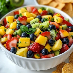 Rainbow Fruit Salsa with Cinnamon Chips Delight