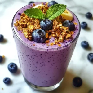 - 1 cup frozen blueberries - 1/2 cup cream cheese, softened to room temperature - 1 ripe banana, sliced - 1/2 cup Greek yogurt (plain or vanilla) - 1 cup milk (choose your favorite: dairy, almond, oat, etc.) These main ingredients give the smoothie its creamy and delicious flavor. The frozen blueberries provide a sweet, fruity base. Cream cheese gives a rich, cheesecake-like taste. A ripe banana adds natural sweetness and creaminess. Greek yogurt boosts the protein and makes the texture smooth. Choose your milk based on your taste or dietary needs. - 2 tablespoons honey or maple syrup (adjust to taste) - 1 teaspoon pure vanilla extract - 1/4 teaspoon ground cinnamon Sweeteners and flavor enhancers make this smoothie special. Honey or maple syrup adds just the right amount of sweetness. Pure vanilla extract brings warmth and depth. Ground cinnamon adds a hint of spice that complements the blueberries. Adjust these ingredients to suit your taste. - 1/4 cup granola (for a delightful crunch) - Fresh blueberries - Mint leaves for garnish Garnishes make your smoothie look and taste great. Granola adds a crunchy texture that contrasts with the creaminess. Fresh blueberries on top make it pretty and add more berry flavor. Mint leaves give a refreshing touch. These final touches make your smoothie feel like a treat. {{ingredient_image_2}} First, gather your base items. You need: - 1 cup frozen blueberries - 1/2 cup cream cheese, softened - 1 ripe banana, sliced - 1/2 cup Greek yogurt - 1 cup milk Add the frozen blueberries, cream cheese, sliced banana, Greek yogurt, and milk into your blender. This mix gives the smoothie its creamy and rich base. Next, add some flavor. Include: - 2 tablespoons honey or maple syrup - 1 teaspoon pure vanilla extract - 1/4 teaspoon ground cinnamon Blend these ingredients on high speed until the mix is smooth and creamy. If it seems thick, you can add more milk to reach your desired texture. Scrape the sides of the blender to mix well. Taste it after blending. If it needs more sweetness, add a bit more honey or maple syrup and blend again. Now it&rsquo;s time to serve! Pour the smoothie into two glasses. For a nice touch, sprinkle granola on top. Add fresh blueberries and a mint leaf for color. Enjoy this creamy drink right away for the best taste! Softened cream cheese is key for a smooth smoothie. It blends easily and helps create that rich, creamy texture we all love. If your cream cheese is cold, it will clump. So, let it sit out for about 30 minutes before you start. Use a high-powered blender for the best results. Start on a low speed to combine the ingredients. Then, switch to high speed to get everything creamy. Don&rsquo;t forget to stop and scrape the sides to mix all the yummy bits. This will ensure every sip is smooth. Taste your smoothie before serving. You might want to add more sweetness. A bit more honey or maple syrup can do wonders. Start small; you can always add more! You can also play with spices. If you love nutmeg, try adding a pinch. It can give your smoothie a warm, cozy flavor. Just remember, a little goes a long way. Serving matters! Pour your smoothie into clear glasses to show off its beautiful color. Add colorful straws for a fun touch. You can also sprinkle granola on top for a nice crunch. Don&rsquo;t forget the fresh blueberries and mint leaves. They make your drink look fancy and inviting. Enjoy your smoothie right away for the best taste! Pro Tips Use Frozen Blueberries: Frozen blueberries not only help achieve a creamy texture but also keep your smoothie cold without needing extra ice. Adjust Sweetness: Taste your smoothie before serving and adjust the sweetness with honey or maple syrup according to your preference. Experiment with Yogurt: Try different flavors of Greek yogurt for a unique twist! Vanilla adds sweetness, while plain keeps it tangy. Add Protein: For a protein boost, mix in a scoop of your favorite protein powder or nut butter to keep you full longer. {{image_4}} You can make this smoothie healthier by switching to low-fat cream cheese or yogurt. This change cuts calories while still keeping the creamy taste. You can also use sugar substitutes like stevia or agave syrup instead of honey or maple syrup. This helps reduce sugar while still giving you sweetness. You don&rsquo;t have to stick with just blueberries. You can mix in other berries, like strawberries or raspberries, to change the taste. If you want to get extra fruity, try adding mango or peach. These fruits add a fun twist to your smoothie. Want to jazz it up? Add chocolate or peanut butter for a rich flavor. A scoop of chocolate protein powder gives a chocolate taste. If you love peanut butter, you can include a tablespoon for a nutty flavor. You can use flavored yogurt like strawberry or vanilla for even more taste. Each option adds a new layer of deliciousness to your drink. To keep your Blueberry Cheesecake Smoothie fresh, store it in the fridge. Use an airtight container for best results. This helps to prevent it from absorbing other smells. You can keep it for up to two days. After that, the taste and texture may change. If you want to save your smoothie for later, freezing is a great option. Pour the smoothie into freezer-safe containers or ice cube trays. Leave some space at the top of the container, as the smoothie will expand when frozen. To thaw, place the container in the fridge overnight or let it sit at room temperature for a couple of hours. When you're ready to enjoy your stored smoothie, give it a good shake or stir. If it seems thick, add a splash of milk to thin it out. You can also add fresh fruit or a bit more honey to boost the flavor. Blend it again to mix everything well, and then enjoy your creamy treat! Yes, you can use fresh blueberries! Fresh blueberries bring a bright taste. However, frozen blueberries help create a thicker, creamier smoothie. If using fresh, add ice cubes for chill and texture. Remember, fresh berries might not blend as thick. You may need to adjust the amount of milk based on how juicy they are. This smoothie is not dairy-free as it contains cream cheese and Greek yogurt. For dairy-free options, try using dairy-free cream cheese and coconut yogurt. Almond or oat milk can replace regular milk. These swaps keep the taste rich while making it dairy-free. Check labels to ensure all substitutes fit your dietary needs. To make this smoothie vegan, swap the cream cheese with a plant-based alternative. Use coconut or almond yogurt instead of Greek yogurt. For sweetening, choose maple syrup. Use plant-based milk like almond or oat milk. These changes keep the smoothie creamy and delicious while fitting vegan diets. Enjoy the same great flavor with these easy swaps! This blueberry cheesecake smoothie is simple and fun to make. You learned about key ingredients, blending tips, and creative variations. You can customize it for your taste or dietary needs. Storing your leftovers is easy, too, so enjoy it later! Remember, have fun with the process and create a colorful presentation. This smoothie isn&rsquo;t just tasty; it&rsquo;s also packed with nutrients. I hope you feel inspired to blend your own delicious version!