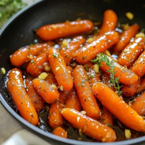 - 1 lb baby carrots, peeled - 3 tablespoons honey, preferably raw - 2 tablespoons unsalted butter - 3 cloves garlic, minced finely - 1 teaspoon fresh thyme leaves, roughly chopped - Salt and freshly cracked black pepper to taste - 1 tablespoon fresh lemon juice - Chopped fresh parsley for garnish (optional) I love using fresh baby carrots for this dish. They are sweet and tender. The honey adds a nice glaze. I prefer raw honey for better flavor. You can always use regular honey if you like. Unsalted butter is key here. It gives the dish a rich taste. Make sure to finely mince the garlic. This way, it mixes well with the butter. Thyme adds a lovely herbal note. Feel free to use fresh thyme; it really shines in this recipe. Salt and pepper help balance the sweetness of the honey. A splash of fresh lemon juice brightens the flavors. It adds a zing that makes the dish pop. Lastly, chopped parsley gives a nice touch. It adds color and freshness, but it&rsquo;s optional. With these simple ingredients, you can create a tasty side that everyone will love. {{ingredient_image_2}} Start by placing a large skillet over medium heat. Add 2 tablespoons of unsalted butter. As the butter melts, gently swirl it in the pan. This helps it coat the surface evenly. You want it to be bubbly, which means it&rsquo;s ready for the next step. Once the butter is melted, add 3 cloves of finely minced garlic. Saut&eacute; the garlic for about 1 minute. Stir it often, so it does not burn. You&rsquo;ll know it&rsquo;s done when it smells fragrant but is not golden. This step adds depth to the dish. Now, add 1 pound of peeled baby carrots to the skillet. Stir them well to coat with the garlic butter. Cook the carrots for about 5 minutes. Stir occasionally to make sure they cook evenly. This step begins to soften the carrots. Next, drizzle 3 tablespoons of honey over the carrots. Sprinkle in 1 teaspoon of fresh thyme, along with salt and freshly cracked black pepper to taste. Mix everything well to ensure the carrots are evenly coated. This will create a sweet and savory flavor. Continue cooking the carrots for an additional 8-10 minutes. Stir them occasionally until they become tender and nicely glazed. If the glaze thickens too much, add a splash of water. This keeps everything from sticking and helps with the glaze. Once the carrots are tender, remove the skillet from the heat. Drizzle 1 tablespoon of fresh lemon juice over the glazed carrots. This brightens the flavors and adds a nice zing. It makes the dish taste fresh and vibrant. Carefully transfer the glossy carrots to a serving dish. For a nice touch, sprinkle with chopped fresh parsley, if you like. This adds color and a hint of freshness. Your honey garlic glazed carrots are now ready to delight everyone! When selecting baby carrots, look for ones that are firm and bright orange. Avoid any that feel soft or have dark spots. Fresh carrots should feel heavy for their size. The best carrots have smooth skin and a sweet smell. If you can, buy organic carrots for better taste. This ensures you get the best flavor and nutrients in your dish. To prevent burnt garlic, add it to the pan only when the butter is hot and bubbly. Saut&eacute; it for about one minute. Stir it often to keep it from cooking too much. Garlic can burn quickly, turning bitter. Keep an eye on it and remove it from the heat as soon as it smells fragrant. This will keep your dish tasting fresh and bright. You can adjust the sweetness of your honey garlic glazed carrots by changing the amount of honey. For a sweeter taste, use more than three tablespoons. If you like less sweetness, reduce the honey to two tablespoons. Taste the glaze as it cooks to find the right balance for you. This way, you can make the dish just how you like it. Pro Tips Choose Fresh Carrots: Opt for vibrant, firm baby carrots for the best flavor and texture in your dish. Mind the Garlic: Saut&eacute; the garlic just until fragrant to prevent it from burning and turning bitter. Adjust Sweetness: Feel free to modify the amount of honey based on your sweetness preference; you can also substitute with maple syrup for a different flavor. Garnish for Color: Adding fresh parsley not only enhances the appearance but also adds a fresh flavor contrast to the sweet and savory carrots. {{image_4}} You can change the flavor of honey garlic carrots by adding herbs. Try using fresh rosemary or dill. Rosemary adds a strong, earthy taste. Dill gives a fresh, bright flavor. Both herbs pair well with sweet honey. Simply chop the herbs finely and add them when you drizzle the honey. This small change can make a big difference in your dish. For those who like some heat, adding spice is easy. You can use red pepper flakes or a splash of sriracha. Start with a pinch of red pepper flakes if you want it mild. Stir them in when you add the honey. If you prefer more kick, add sriracha to the glaze. This spicy twist makes the dish exciting and unique. You can also add nuts for extra crunch. Toasted walnuts or pecans work well in this recipe. Chop the nuts roughly and sprinkle them on top before serving. The nuts add a nice texture that contrasts with the soft carrots. This variation makes honey garlic carrots even more delicious and satisfying. To keep your honey garlic glazed carrots fresh, place them in an airtight container. Store them in the fridge for up to three days. Make sure they cool down before sealing. This step helps avoid any excess moisture, which can make them soggy. When you're ready to enjoy the leftovers, heat them gently. You can use a skillet over low heat. Add a splash of water or a little butter to keep them moist. Stir often to warm them evenly. You can also use the microwave. Place them in a bowl with a cover, and heat for one to two minutes. Check to see if they are warm enough. If you want to freeze honey garlic glazed carrots, start by letting them cool completely. Place them in a freezer bag or container, removing as much air as possible. They can stay frozen for up to three months. To defrost, move them to the fridge overnight. Reheat them in a skillet or microwave as mentioned above. This way, you can enjoy this tasty side dish later! Yes, you can use frozen carrots. However, they will change the texture. Frozen carrots often turn soft when cooked. This might make your dish less crunchy. If you want a firmer bite, fresh baby carrots are best. If you only have frozen ones, try to cook them less. You can add them to the pan as soon as the garlic is fragrant. This way, they won&rsquo;t lose too much texture. These carrots pair well with many dishes. You can serve them with roasted chicken or grilled fish. They also go great with rice or quinoa. If you want a vegetarian meal, try them with a lentil dish. The sweet and savory flavor of the carrots adds a nice touch to any meal. You can even add them to a salad for extra flavor. Making this recipe vegan is simple. Replace the unsalted butter with olive oil or vegan butter. Use maple syrup instead of honey for sweetness. This keeps the glaze tasty while making it plant-based. The garlic and thyme still work well with these swaps. You won&rsquo;t lose that rich flavor you love in this dish. Enjoy your vegan honey garlic glazed carrots! This blog covered the delicious recipe for honey garlic glazed carrots. You learned about key ingredients, easy steps, and helpful tips. Remember to choose fresh carrots and keep an eye on the garlic to avoid burning. Feel free to customize the dish by adding different herbs or spices. Storing the leftovers correctly will help you enjoy them later. With these insights, you can make a tasty side dish everyone will love. Now it&rsquo;s your turn to bring this recipe to life!