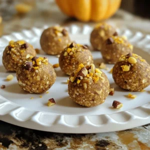 To make Pumpkin Spice Energy Balls, gather these main ingredients: - 1 cup rolled oats - 1/2 cup pumpkin puree - 1/4 cup nut butter (choose almond or peanut) - 1/4 cup honey or maple syrup - 1 teaspoon vanilla extract - 1 teaspoon pumpkin pie spice - 1/4 teaspoon salt - 1/2 cup chopped nuts (walnuts or pecans) These ingredients form the base of your tasty snack. The oats add fiber, while pumpkin puree gives it a rich flavor. Nut butter binds everything, and honey or maple syrup adds sweetness. You can enhance your energy balls with these optional add-ins: - 1/4 cup mini chocolate chips (for a sweet touch) - 2 tablespoons chia seeds (for added nutrition) Adding chocolate chips makes the balls a hit with kids. Chia seeds boost nutrition with healthy fats and fiber. If you have special dietary needs, don't worry. Here are some easy swaps: - Use sunflower seed butter instead of nut butter for nut-free options. - Substitute agave nectar for honey or maple syrup to keep it vegan. - Choose gluten-free oats if you need to avoid gluten. These substitutes keep the recipe delicious while meeting your needs. Enjoy making these tasty treats! {{ingredient_image_2}} In a large mixing bowl, add the rolled oats, pumpkin puree, nut butter, honey, and vanilla extract. Use a sturdy spoon to mix well until you have a smooth blend. This mix forms the base of your energy balls. Now, sprinkle in the pumpkin pie spice and salt. Stir the mixture again to ensure the flavors spread evenly. This spice blend gives your energy balls that cozy, fall taste. Gently fold in the chopped nuts, mini chocolate chips, and chia seeds if you choose to add them. Mix until everything is combined. This step adds texture and a bit of sweetness to each bite. Take a small amount of the mixture, about one inch in size. Roll it into a ball using your hands. Repeat until you shape all the mixture into energy balls. This is the fun part where you see your hard work take shape! Place the energy balls on a parchment-lined baking sheet. Make sure they have some space between them. Refrigerate for at least 30 minutes. This helps them firm up nicely for a better bite. Once they are chilled, move the energy balls to an airtight container. You can keep them in the fridge for up to a week or freeze them for longer. This way, you always have a tasty snack ready to go! When you mix the ingredients, start with a large bowl. This helps you avoid spills. Combine the rolled oats, pumpkin puree, nut butter, honey, and vanilla first. Use a sturdy spoon to mix them well. You want a smooth and even texture. Make sure no dry oats remain. Then, add pumpkin pie spice and salt. Stir again to spread the flavors throughout. Mixing well is key for taste. To shape your energy balls, take about one inch of the mix. Roll it gently between your palms. Keep your hands slightly wet to prevent sticking. If you find it hard to shape, chill the mix for ten minutes. This makes it easier to handle. Aim for a smooth surface. This not only looks good but also helps prevent crumbling. Serve your pumpkin spice energy balls on a colorful platter. You can drizzle extra pumpkin puree on top for flair. Dust with a little pumpkin pie spice to add charm. These treats are perfect for fall gatherings. Offer them at parties, picnics, or snack time. They are healthy and delicious, making them a hit with kids and adults alike. Pro Tips Use Fresh Pumpkin Puree: For the best flavor, use fresh pumpkin puree instead of canned. You can easily make it by roasting pumpkin and blending it until smooth. Customize Your Nuts: Feel free to experiment with different types of nuts or seeds, such as almonds or sunflower seeds, to add unique flavors and textures. Make them Vegan: Substitute honey with maple syrup to keep these energy balls vegan-friendly while maintaining their delicious sweetness. Perfect for Meal Prep: These energy balls are great for meal prep. Make a double batch and store them in the freezer for quick and healthy snacks on the go! {{image_4}} You can easily make these energy balls gluten-free. Just use certified gluten-free oats. This small change keeps the taste and texture the same. It also makes them safe for those with gluten issues. To make these energy balls vegan, swap honey for maple syrup. This keeps the sweetness while making them plant-based. You can also use any nut butter that is vegan-friendly, like almond or sunflower seed butter. Feel free to mix things up with different flavors! Here are some ideas: - Cinnamon Raisin: Replace the pumpkin pie spice with cinnamon and add raisins. - Chocolate Peanut Butter: Use chocolate protein powder instead of pumpkin puree and add more chocolate chips. - Coconut Almond: Add shredded coconut and use almond butter for a tropical twist. These variations keep the energy balls fun and exciting! You can also adjust them based on what you have at home. Enjoy creating your own special blend! Each Pumpkin Spice Energy Ball has about 100 calories. The balls provide a balanced mix of nutrients. You’ll find around 4 grams of protein, 4 grams of fiber, and 3 grams of healthy fats per ball. This counts as a great snack to keep you full. The rolled oats give you complex carbs, while the nut butter adds protein. The honey or maple syrup brings in a touch of sweetness. The key ingredients offer many health benefits: - Rolled Oats: Great source of fiber. They help with digestion and keep you full. - Pumpkin Puree: Packed with vitamins A and C. It supports your immune system. - Nut Butter: Full of healthy fats and protein. It provides energy and helps muscle recovery. - Chia Seeds (optional): High in omega-3s and fiber. They boost heart health and digestion. - Pumpkin Pie Spice: Contains anti-inflammatory properties. It can help reduce pain and swelling. These ingredients work together to create a tasty and healthy snack that fuels your body. Homemade energy balls are often better than store-bought options. Here’s why: - Control Ingredients: You choose what goes into your snack. This means fewer additives and preservatives. - Cost-Effective: Making these at home is cheaper than buying similar snacks. - Customization: You can adjust flavors and textures to fit your taste. Want extra nuts? Go for it! Homemade Pumpkin Spice Energy Balls give you the chance to enjoy a nutritious treat without the extra costs or unwanted ingredients. You can store Pumpkin Spice Energy Balls in the fridge for up to one week. Keep them in an airtight container. This helps keep them fresh and tasty. Yes, you can freeze these energy balls! Place them in a single layer on a baking sheet. Once frozen, transfer them to a freezer bag. They can last for up to three months in the freezer. If you need a substitute for honey or maple syrup, try agave syrup or brown rice syrup. You can also use date paste for a natural sweetener. Just keep the same amount in your mix. Absolutely! You can skip nut butter. Use an equal amount of mashed banana or unsweetened applesauce instead. This keeps the energy balls moist and tasty without nuts. Pumpkin spice energy balls are easy and fun to make. We’ve covered the main ingredients, optional add-ins, and substitutions for everyone. The step-by-step guide shows how to mix, shape, and chill them for the best taste. Tips on making perfect balls and serving ideas help you impress your friends. Remember, feel free to change flavors and adapt to your needs. Homemade snacks are far healthier than store-bought ones. Enjoy your pumpkin spice energy balls with confidence, knowing they’re tasty and good for you.