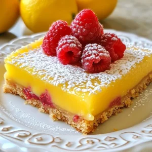 - 1 cup all-purpose flour - 1/4 cup powdered sugar - 1/2 cup unsalted butter, softened - 1/2 teaspoon salt - 2 large eggs - 1 cup granulated sugar - 2 tablespoons lemon zest - 1/3 cup lemon juice - 1 cup fresh raspberries - 2 tablespoons cornstarch - 2 tablespoons granulated sugar (for raspberries) - Optional: Powdered sugar for dusting To make raspberry lemonade bars, gather all your ingredients. Start with the basics: flour, sugar, and butter. The butter must be softened for easy mixing. You will also need salt to enhance flavors and eggs for richness. Lemon zest and juice add that bright, tangy taste we love. Fresh raspberries bring sweetness and color to the bars. Don't forget the cornstarch to help thicken the filling and extra sugar for the raspberries to make them sweet. If you want to add a special touch, have some powdered sugar ready for dusting on top. This will give your bars a pretty finish. Having everything prepared makes the cooking process smooth and fun. Enjoy the bright flavors and enjoy the summer vibes with these delicious treats! {{ingredient_image_2}} - Preheat your oven to 350&deg;F (175&deg;C). - In a medium bowl, mix 1 cup of flour, 1/4 cup of powdered sugar, and 1/2 teaspoon of salt with 1/2 cup of softened butter. - Use a fork to blend until it looks crumbly. - Press this mixture firmly into the bottom of an 8x8 inch baking pan. Bake for 15 minutes, until the crust is lightly golden. - In another bowl, whisk together 2 large eggs, 1 cup of granulated sugar, 2 tablespoons of lemon zest, and 1/3 cup of fresh lemon juice. - In a small bowl, toss 1 cup of fresh raspberries with 2 tablespoons of cornstarch and 2 tablespoons of granulated sugar. This helps to thicken the raspberries. - After the crust is done, pour the lemon mixture over the baked crust. - Scatter the sweetened raspberries evenly on top. - Return the pan to the oven and bake again for 25-30 minutes. The edges should set, and the center should feel firm. Once baked, let the pan cool completely before lifting the bars out. Enjoy these refreshing treats! - Use softened butter. This helps the crust mix well. - Cool the bars fully before cutting them. This keeps them from falling apart. - Serve the bars chilled or at room temperature. Both ways taste great. - Add fresh raspberries or mint on top for a pop of color. Pro Tips Chill the Bars: For the best texture, chill the bars in the refrigerator for at least an hour before cutting. This helps them set properly and makes for cleaner cuts. Fresh Lemons Only: Always use fresh lemons for juicing and zesting to achieve the brightest flavor. Bottled lemon juice lacks the vibrant taste you want in these bars. Raspberry Substitutes: If fresh raspberries are out of season, try using blueberries or blackberries as a delicious alternative. Adjust sugar based on the sweetness of the berries. Presentation Matters: Dust with powdered sugar just before serving to keep it from melting into the bars. For a pop of color, garnish with mint leaves or extra berries on the plate. {{image_4}} You can switch raspberries for other fruits. Blueberries and strawberries work great. They add a new flavor to your bars. You can also try a citrus blend. Mix in lime or orange juice for a zesty twist. These fruits will change the look and taste. Each option brings its own fun to the recipe. If you need gluten-free bars, use almond or oat flour. They replace all-purpose flour well. This change keeps the bars tasty and safe for everyone. For a vegan option, use flax eggs and vegan butter. Flax eggs are easy to make. Just mix ground flaxseed with water and let it sit. These swaps help more people enjoy this treat. To keep your raspberry lemonade bars fresh, store them in the refrigerator. Place them in an airtight container after they cool. This method helps keep them soft and tasty. They can last up to a week in the fridge. If you want to save them for longer, freezing is a great option. Wrap each bar in plastic wrap, then put them in a freezer bag. They can stay fresh for up to three months in the freezer. When you want to eat them, just let them thaw in the fridge overnight. These bars pair well with a nice cup of tea or a glass of lemonade. The tart flavor of lemonade enhances the sweet raspberry taste. You can also add toppings to make them extra special. Try a light dusting of powdered sugar for a sweet touch. Fresh mint leaves or extra raspberries on top can make your bars look beautiful. They not only taste great but also look impressive on a dessert table. Can I use frozen raspberries? Yes, you can. Frozen raspberries work well in this recipe. Just thaw them first. Toss them with cornstarch and sugar to keep them from getting mushy. How long do the bars last in the refrigerator? These bars stay fresh for about a week in the refrigerator. Store them in an airtight container to keep them tasty. Can I make these bars ahead of time? Absolutely! You can make these bars a day or two in advance. They taste great when chilled. Just remember to keep them covered. What&rsquo;s the best way to cut the bars? Wait until the bars cool completely before cutting. Use a sharp knife and wipe it clean between cuts. This makes for neat, even pieces. This article explored delicious raspberry lemonade bars. We covered ingredients, easy steps to make them, and tips for the best results. You can even swap fruits or adjust for dietary needs. Remember, these bars are great for sharing or enjoying yourself. With the right storage, they can last a while. I hope you feel inspired to bake and enjoy these treats. Happy baking!