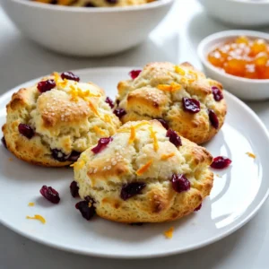- 2 cups all-purpose flour - 1/2 cup granulated sugar - 1 tablespoon baking powder - 1/2 teaspoon salt - 1/2 cup unsalted butter, cold and cubed - 1/2 cup dried cranberries - Zest of 1 orange - 1/2 cup buttermilk (or milk mixed with vinegar) - 1 large egg - 1 teaspoon vanilla extract - 1 egg (for egg wash) - 1 tablespoon coarse sugar (for topping) When making cranberry orange scones, you need simple, fresh ingredients. The main components include flour, sugar, baking powder, salt, and cold butter. Cold butter is key. It helps create that flaky texture we all love in scones. Next, we add dried cranberries for a sweet-tart burst of flavor. The zest of one orange adds a bright, citrus aroma. It really boosts the taste of the scones. For the wet ingredients, buttermilk is ideal. If you don&rsquo;t have buttermilk, mix regular milk with a little vinegar. This will give the scones a nice tenderness. Finally, we add an egg for richness and vanilla extract for warmth. The egg wash, made from another egg, gives the scones a lovely shine. The coarse sugar topping adds a sweet crunch. With these ingredients, you can create scones that are fresh, flavorful, and perfect for any occasion! {{ingredient_image_2}} - Preheat the oven to 400&deg;F (200&deg;C). - Line a baking sheet with parchment paper. - In a large bowl, combine 2 cups all-purpose flour, 1/2 cup granulated sugar, 1 tablespoon baking powder, and 1/2 teaspoon salt. - Whisk these dry ingredients until they are well mixed. - Add 1/2 cup cold butter, cubed, to the flour mix. - Use a pastry cutter or your fingers to blend it until it looks like coarse crumbs. - In a separate bowl, mix 1/2 cup buttermilk, 1 large egg, and 1 teaspoon vanilla extract. - Whisk until combined. - Pour the wet mixture into the dry ingredients. - Gently fold the two together until just combined. Do not overmix to keep the texture light. - Transfer the dough to a floured surface and knead it gently just a few times. - Shape the dough into a 1-inch thick circle. - Cut it into wedges or use a biscuit cutter for round shapes. - Place the scones on the baking sheet. Brush the tops with an egg wash and sprinkle with coarse sugar. - Bake for 15-20 minutes until golden brown and fragrant. - Let them cool slightly on a wire rack before serving. To get a great scone texture, use cold butter. Cold butter keeps the scones flaky. If the butter is warm, the scones can turn out flat. When you mix, be gentle. Overmixing can make scones tough. You want a light and tender bite. These scones are tasty on their own. You can make them even better! Serve with orange marmalade for a zesty kick. A light dusting of powdered sugar adds a sweet touch. Both options enhance the scone's flavor and look. Bake your scones at 400&deg;F (200&deg;C). This high heat helps them rise well. Check doneness by looking for a golden brown color on top. If they are too pale, they need more time. Trust your nose! When they smell great, they are almost done. Pro Tips Use Cold Butter: Ensure your butter is cold to achieve a flaky texture in your scones. The cold butter creates steam when baked, causing the scones to rise beautifully. Don't Overmix: When combining the wet and dry ingredients, mix just until combined. Overmixing can lead to dense scones instead of light and fluffy ones. Experiment with Flavors: Feel free to add different flavors like lemon zest or chocolate chips along with the cranberries for a unique twist on this classic scone. Serve Fresh: Scones are best enjoyed fresh out of the oven or within a day. If making ahead, store them in an airtight container and reheat briefly before serving. {{image_4}} You can make your cranberry orange scones more special. Add spices like ginger, cinnamon, or nutmeg. These spices give warmth and depth to each bite. A hint of ginger adds a nice zing. Cinnamon and nutmeg offer cozy flavors that remind you of home. Mix these spices into the dry ingredients before adding wet ones. This small change can turn a simple scone into a flavor fiesta. If you follow a gluten-free diet, you can still enjoy these scones. Use a gluten-free flour blend as a substitute. Make sure it contains xanthan gum for texture. For a vegan option, swap the buttermilk for almond milk mixed with vinegar. Replace the egg with a flax egg or applesauce. These swaps keep the scones tasty and fluffy while sticking to your diet. You can change the fruit in your scones based on the season. In summer, try adding blueberries or raspberries. These berries give a sweet and tart flavor that pairs well with the orange. For a fall twist, you can mix in chopped apples or pears. Each fruit brings a new flavor profile, making every batch unique. Experiment and find your favorite combinations! To keep your scones fresh, let them cool completely. Place them in an airtight container. This helps keep their soft texture. You can store them at room temperature for up to two days. If you want to keep them longer, use the freezer! Freezing scones is simple and a great way to enjoy them later. Wrap each cooled scone in plastic wrap. Then, place the wrapped scones in a freezer bag. Make sure to remove the air before sealing. They will stay fresh for up to three months in the freezer. To enjoy your scones again, preheat your oven to 350&deg;F (175&deg;C). Place the scones on a baking sheet. Heat them for about 10 minutes until warm. You can also use a microwave for quick reheating. Just warm them for 15-20 seconds. Enjoy them fresh and tasty! To make your scones sweeter, you can add more sugar. Start with an extra tablespoon of sugar in the dough. You can also drizzle a glaze on top after baking. To make a simple glaze, mix powdered sugar with a little orange juice. This adds sweetness and a nice citrus flavor. Yes, you can use fresh cranberries! They are tart, so you may want to add a bit more sugar to balance the flavors. Chop the fresh berries in half before adding them to the dough. This helps them mix well and release their juices while baking. Fresh cranberries give a bright, juicy burst in each bite. If you don&rsquo;t have buttermilk, you can use regular milk mixed with vinegar. Add half a tablespoon of vinegar to half a cup of milk. Let it sit for five minutes to thicken. You can also use yogurt or sour cream, thinned with a bit of water or milk. Each of these options works well and keeps your scones moist. This blog post covered the essential ingredients and steps to make delicious scones. We explored the main ingredients like flour and sugar, plus how to mix and bake them. Remember, the key is in using cold butter and not overmixing to get the right texture. You can play with flavors, adjust ingredients for diet needs, and even store or freeze leftovers. Now, it's time to grab your ingredients and enjoy your baking adventure! You&rsquo;ll love sharing these tasty treats with friends and family.