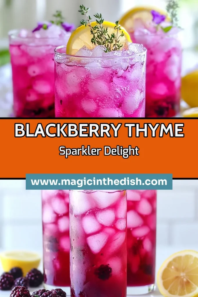 Quench your thirst with this delightful Blackberry Thyme Sparkler Mocktail! This refreshing blackberry mocktail recipe combines fresh blackberries and thyme for a unique twist. Perfect for any occasion, this non-alcoholic blackberry cocktail is easy to make and delicious. Impress your guests with this sparkling water drink recipe and enjoy the vibrant flavors. Try it today and elevate your mocktail game! #MocktailRecipes #BlackberryCocktail #ThymeDrink #NonAlcoholicDrinks