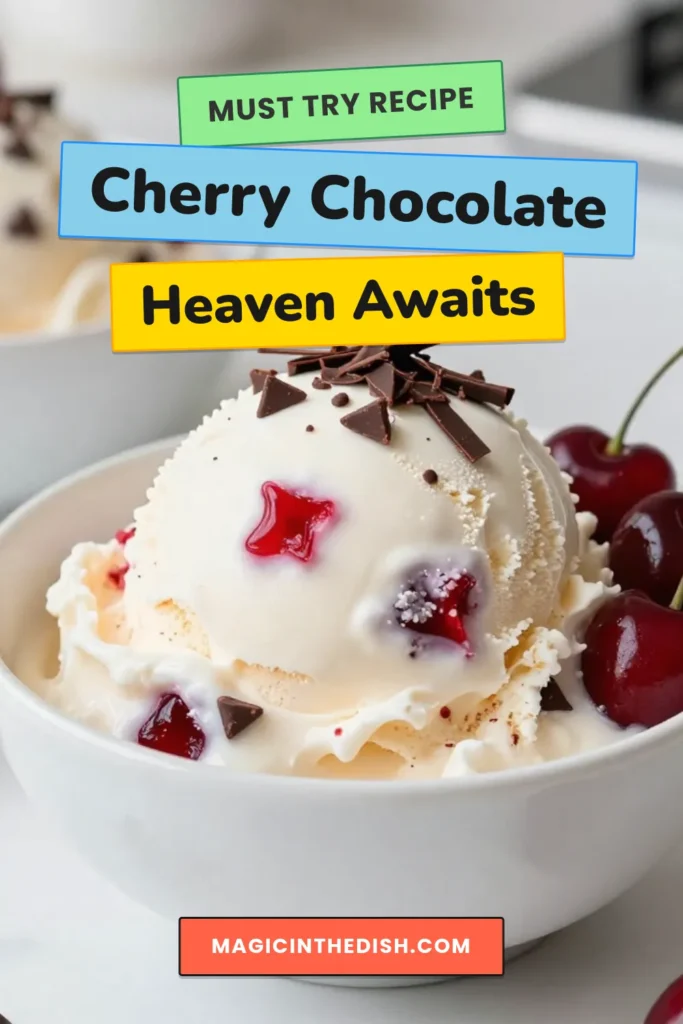Indulge in the ultimate summer treat with this cherry chocolate chip ice cream recipe! Perfect for warm days, this easy cherry chocolate dessert combines fresh cherries and rich mini chocolate chips for a delightful twist. You can make homemade ice cream with cherries without an ice cream maker to enjoy a creamy no-churn cherry chocolate ice cream. Try it today and savor the summer! Save this recipe for your next sweet craving! #CherryChocolateChip #IceCreamRecipes #SummerDesserts #NoChurnIceCream