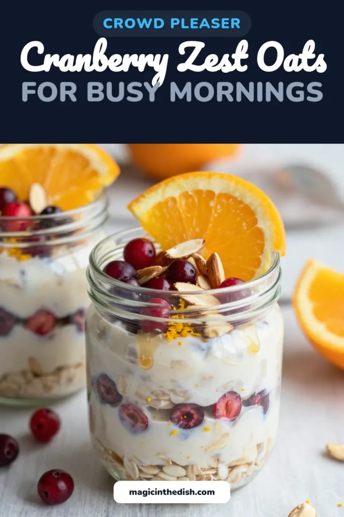 Start your day with these delicious cranberry overnight oats, bursting with orange zest for a refreshing breakfast! This healthy overnight oats recipe is perfect for busy mornings and can be made vegan. Enjoy a nutritious make-ahead breakfast idea that's packed with flavor and nutrients. Mix your ingredients, let them soak overnight, and savor each bite in the morning. Try this vegan oatmeal recipe and save for later! #OvernightOats #HealthyBreakfast #VeganRecipes #MakeAheadBreakfast