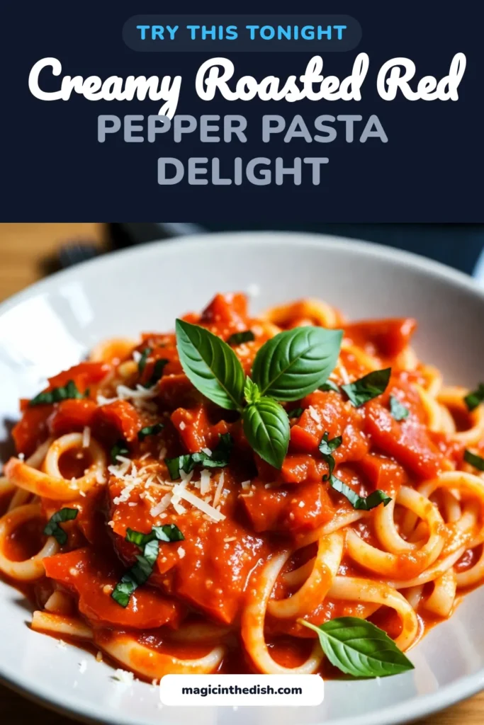 Discover the deliciousness of creamy roasted red pepper pasta with this easy recipe! Perfect for a satisfying dinner, this fettuccine with red peppers features a rich roasted red pepper sauce that’s vegan-friendly too. Whether you’re looking for easy pasta recipes or craving a flavorful twist, this dish is sure to impress. Make your meal unforgettable and save this recipe for later! #CreamyRoastedRedPepperPasta #VeganPastaRecipes #EasyPastaRecipes #RoastedRedPepperSauce