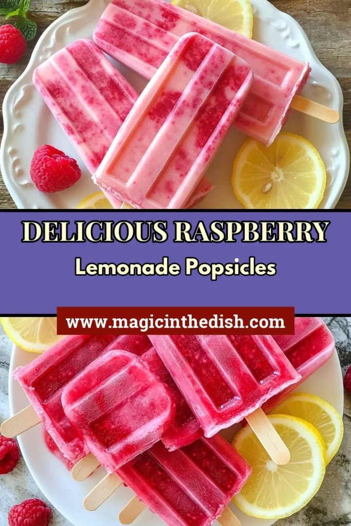 Cool off this summer with homemade raspberry lemonade popsicles! This easy popsicle recipe combines fresh raspberries and tart lemon juice for a refreshing summer treat. Perfect as a frozen raspberry dessert, these popsicles are not only delicious but also fun to make. Get creative with flavors and enjoy a delightful snack. Try this easy recipe today and savor the taste of summer! #RaspberryLemonadePopsicles #SummerTreats #FrozenDessert #EasyPopsicleIdeas