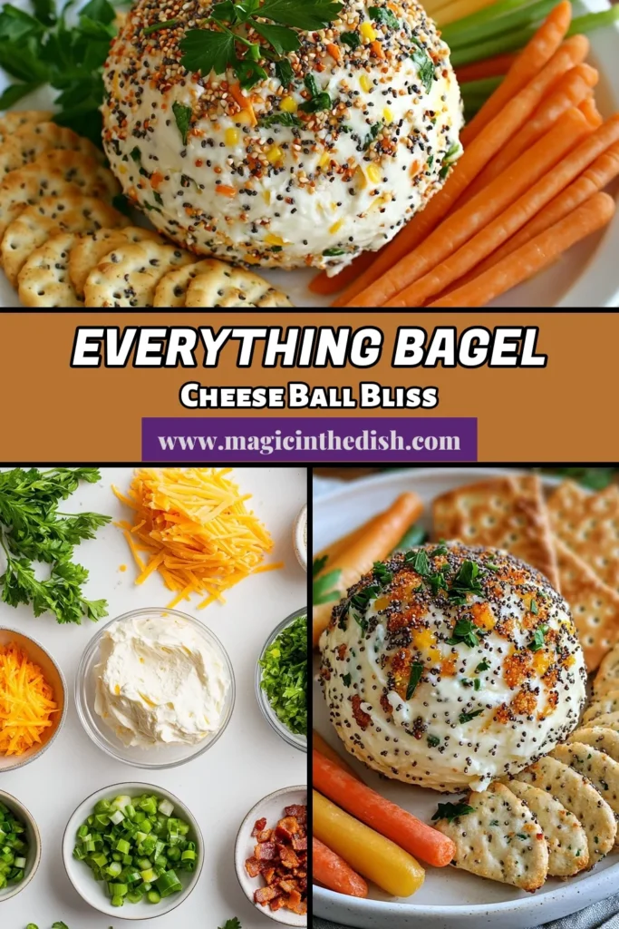Looking for the perfect cream cheese appetizer to impress your guests? Try this Everything Bagel Cheese Ball! This delicious bacon cheese ball recipe combines cream cheese, cheddar, and everything bagel seasoning for an irresistible party dip. Vegetarian options are available with crispy coconut. Great for any gathering! Click to get the recipe, and save it for your next party! #EverythingBagelCheeseBall #CreamCheeseAppetizer #PartyDipIdeas #VegetarianCheeseBall