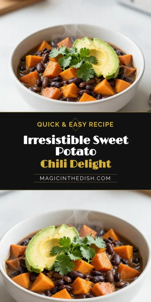 Discover the ultimate sweet potato black bean chili! This vegetarian chili recipe is packed with nutrients and flavor, making it a healthy chili with sweet potatoes that everyone will love. Enjoy an easy black bean chili that's perfect for weeknight meals. Top it off with creamy avocado for a delicious vegan chili experience. Try this comforting dish today and save your favorite recipes! #SweetPotatoChili #VegetarianChili #VeganChili #HealthyEating