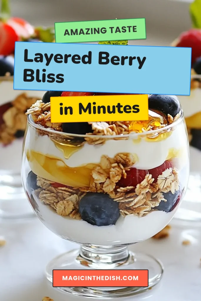 Indulge in a deliciously healthy breakfast with this Berry Yogurt Parfait! Perfect for any time of day, this Greek yogurt recipe combines creamy Greek yogurt, crunchy granola, and fresh mixed berries for a delightful treat. This granola parfait recipe is not only easy to make but also a great mixed berry dessert option. Try it today and start your day right! Save for later and share your creation! #BerryYogurtParfait #HealthyBreakfast #GranolaParfait #GreekYogurtRecipes