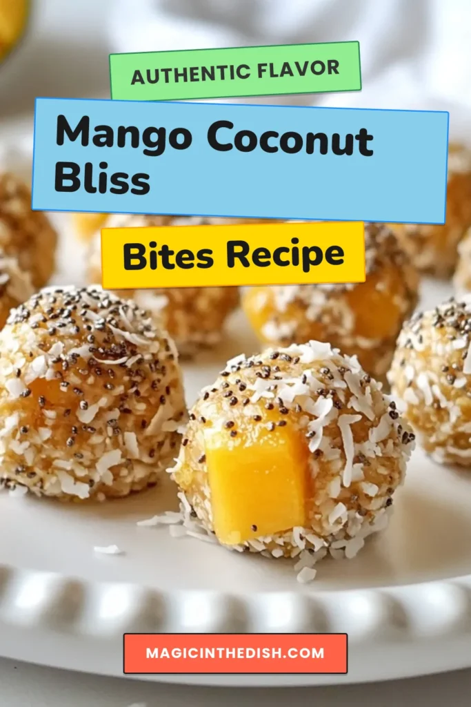 Discover the delicious and nutritious Mango Coconut Energy Bites, the perfect healthy energy snacks for any time of the day! These no-bake energy bites are easy to make and packed with flavor, featuring dried mango, creamy almond butter, and chia seeds. Ideal for on-the-go snacking, these bites will keep you energized without the guilt. Try this simple recipe today and enjoy a tasty treat! Save it now! #MangoCoconutEnergyBites #HealthyEnergySnacks #ChiaSeedRecipes #NoBakeEnergyBites