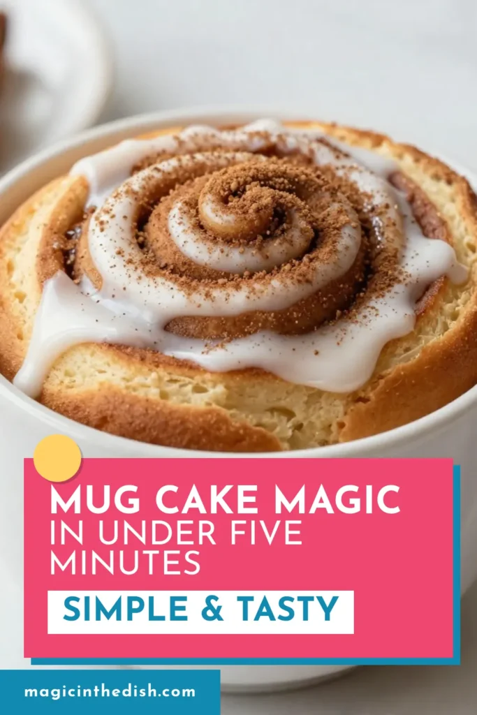 Indulge in a warm and delicious Cinnamon Roll Mug Cake with this easy microwave mug cake recipe! Perfect for those late-night cravings or quick dessert recipes, this cinnamon roll dessert takes just minutes to prepare. With simple ingredients like flour, sugar, and spices, you can whip up an easy mug cake in no time. Don't forget to drizzle some icing for that extra sweetness! Save this recipe for your next treat! #CinnamonRollMugCake #MicrowaveMugCake #QuickDessertRecipes #EasyMugCakes