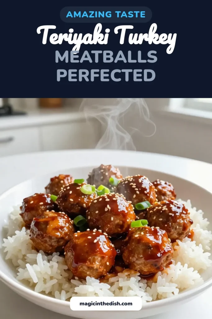 Elevate your dinner with these teriyaki turkey meatballs! This healthy turkey meatballs recipe is not only easy to make but also packed with flavor. Perfect for busy weeknights, these baked meatballs with glaze are a delicious addition to your ground turkey dinner ideas. Serve them over rice or quinoa, and enjoy a wholesome meal your family will love. Save this easy teriyaki recipe now! #TeriyakiTurkeyMeatballs #GroundTurkeyDinnerIdeas #HealthyTurkeyMeatballs #EasyTeriyakiRecipes