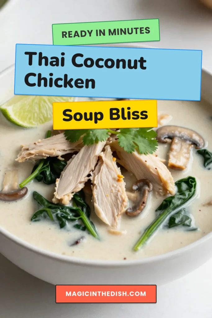 Discover the essence of Thai cuisine with this easy Thai coconut chicken soup recipe. Made with tender chicken, creamy coconut milk, and fragrant lemongrass, this flavorful Thai chicken soup is perfect for any occasion. Enjoy a comforting bowl of coconut milk chicken soup that's ready in about 45 minutes. Perfect for sharing or meal prepping, this soup will impress your family and friends. Save this Thai coconut chicken soup recipe and satisfy your cravings today! #ThaiCoconutChickenSoup #CoconutMilkChickenSoup #EasyThaiSoupRecipe #LemongrassChickenSoupRecipe