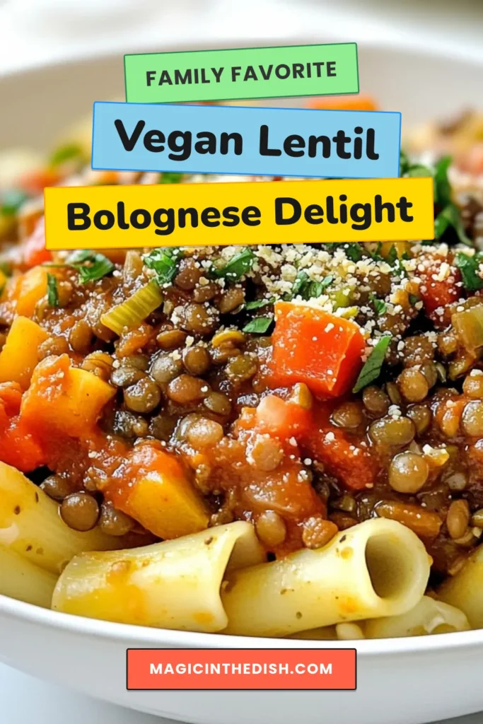 Try this delicious Vegan Lentil Bolognese recipe for an easy vegan dinner that's packed with flavor! This healthy pasta recipe features a hearty plant-based Bolognese sauce made from lentils, crushed tomatoes, and aromatic vegetables. Perfect over your favorite pasta or zucchini noodles, it's a nourishing meal your family will love. Save this recipe now and enjoy a wholesome, satisfying dish tonight! #VeganRecipes #HealthyEating #PlantBased #PastaLovers