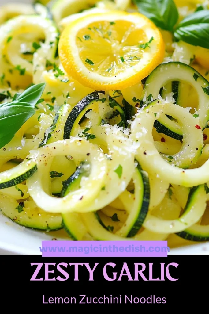 Discover the vibrant flavors of this lemon garlic zucchini noodles recipe that transforms your meals into a healthy zucchini pasta dish! This easy zucchini recipe features spiralized zucchini, zesty lemon, and aromatic garlic, making it a perfect quick dinner option. Enjoy a guilt-free, nutritious meal that's sure to impress! Click to save this delicious lemon garlic zucchini dish and try it tonight! #ZucchiniNoodles #HealthyZucchiniPasta #EasyZucchiniRecipes #SpiralizedZucchiniDish
