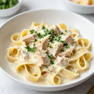 For a tasty Instant Pot Chicken Alfredo, use these key ingredients: - 2 tablespoons olive oil - 1 pound boneless, skinless chicken breasts, diced into bite-sized pieces - 3 cloves garlic, minced finely - 2 cups chicken broth, low-sodium preferred - 1 pound fettuccine pasta, uncooked - 1 cup heavy cream - 1 cup freshly grated Parmesan cheese, plus extra for serving - &frac12; teaspoon salt, or to taste - &frac14; teaspoon freshly ground black pepper, or to taste - &frac12; teaspoon Italian seasoning, dried - Fresh parsley, chopped (for garnish) These ingredients work together to create a creamy and rich dish. The chicken adds protein, while the fettuccine provides a hearty base. The cream and cheese make the sauce smooth and flavorful. You can swap out some ingredients if needed: - Use vegetable broth instead of chicken broth for a vegetarian option. - Substitute heavy cream with half-and-half for a lighter sauce. - If you don't have fettuccine, try penne or rotini pasta instead. - For a dairy-free option, use coconut cream and nutritional yeast in place of heavy cream and Parmesan. These substitutes let you adapt the recipe to fit your taste or dietary needs. Here's a rough breakdown of what you get in each serving: - Calories: 550 - Protein: 38g - Carbohydrates: 45g - Fat: 28g - Fiber: 2g This dish is rich and filling. It provides a good balance of protein and carbs. Just keep in mind the calorie count if you're watching your diet. Enjoy every cheesy bite! {{ingredient_image_2}} First, set your Instant Pot to Saut&eacute; mode. Once it's hot, add 2 tablespoons of olive oil. This oil helps prevent sticking and adds flavor. Next, add 1 pound of diced chicken breasts to the pot. Make sure to season them with &frac12; teaspoon of salt, &frac14; teaspoon of black pepper, and &frac12; teaspoon of Italian seasoning. Saut&eacute; the chicken for about 5 to 7 minutes. Stir often until the chicken turns golden brown. After that, add 3 cloves of minced garlic. Saut&eacute; for another 1 to 2 minutes. This step makes your kitchen smell amazing! Now it's time to pour in 2 cups of low-sodium chicken broth. Use a wooden spoon to scrape the bottom of the pot. This helps lift up any tasty bits stuck there. Next, take 1 pound of uncooked fettuccine. Break it in half and add it to the pot in a crisscross pattern. Make sure all the pasta is submerged in the broth. This ensures even cooking. Close the lid and set the valve to sealing. Cook on Manual for just 4 minutes. When the time is up, carefully release the steam by turning the valve to venting. Once the steam is gone, open the lid slowly. Stir in 1 cup of heavy cream and 1 cup of grated Parmesan cheese. Mix well until the sauce is creamy and smooth. Taste it to see if you need more salt or pepper. If you want a thicker sauce, turn the Instant Pot back to Saut&eacute;. Let the sauce simmer for 2 to 3 minutes while stirring gently. Your Chicken Alfredo is now ready to serve! To make a great Alfredo sauce, start with quality ingredients. Use heavy cream and fresh Parmesan cheese. These will give a rich and creamy taste. Stir in the cheese slowly. This helps it melt smoothly. If you want a thicker sauce, use the Saut&eacute; mode. Let it simmer for a few minutes while you stir. This adds depth to the flavor. One common mistake is not deglazing the pot. Always scrape the bits off the bottom after saut&eacute;ing. These bits add flavor to your dish. Another mistake is overcooking the pasta. Follow the recipe's time for perfect pasta. Also, don&rsquo;t forget to season your dish well. Taste as you go to ensure it is just right. To boost flavor, consider adding fresh herbs. Chopped parsley adds brightness. You can also mix in a bit of lemon juice for a zing. If you like heat, add red pepper flakes. For a twist, try sun-dried tomatoes or mushrooms. These ingredients can make your Chicken Alfredo unique and tasty. Pro Tips Use Fresh Ingredients: Always opt for fresh garlic and high-quality Parmesan cheese to enhance the flavor of your Alfredo sauce. Don&rsquo;t Overcook the Chicken: Saut&eacute; the chicken just until golden; it will continue to cook during the pressure cooking phase to prevent dryness. Adjust the Consistency: If you prefer a thicker sauce, let the dish simmer on Saut&eacute; mode for a few extra minutes after adding the cream and cheese. Experiment with Seasonings: Feel free to add a pinch of nutmeg or red pepper flakes for a unique twist to your Chicken Alfredo flavor profile. {{image_4}} You can switch the chicken for shrimp or sausage. Both options add unique flavors. If you choose shrimp, quickly saut&eacute; them until they turn pink. For sausage, slice it and brown it before adding garlic. This change keeps the dish fresh and exciting. To make a vegetarian version, skip the chicken. Use extra vegetables like broccoli, spinach, or zucchini. Saut&eacute; the veggies until tender, then follow the same steps. The cream and cheese will still create that rich flavor we love. Gourmet twists can elevate your dish. Try adding mushrooms for an earthy taste. Saut&eacute; them with the garlic for depth. Sun-dried tomatoes add a burst of sweetness. Stir them in after mixing the sauce. These additions transform your meal into a restaurant-style delight. To keep your Chicken Alfredo fresh, let it cool first. Place it in an airtight container. Use a glass or plastic container with a tight lid. Store it in the fridge for up to three days. Make sure to label it with the date, so you know when to eat it. When it's time to enjoy leftovers, reheat them gently. You can use the microwave or a stovetop. If using the microwave, place the pasta in a bowl and add a splash of cream or milk. This helps keep it creamy. Heat for 1-2 minutes, stirring halfway. On the stovetop, warm it over low heat. Stir often to avoid sticking and burning. You can freeze Chicken Alfredo, but it's best to do this without the pasta. The sauce may separate when thawed. To freeze, store the sauce in a sealed container. You can freeze it for up to three months. When ready to use, thaw it overnight in the fridge. Cook fresh pasta when you reheat the sauce. This gives you a great meal with fresh flavors! Yes, you can use whole grain or gluten-free pasta. Just note that cooking times may vary. Whole grain pasta usually cooks a bit faster than regular pasta. Gluten-free pasta may need closer attention to avoid mushiness. Always check the package for specific cooking times. Cooking chicken in an Instant Pot takes about 4 to 6 minutes on high pressure. For chicken breasts, 4 minutes is often enough. The Instant Pot needs time to build pressure before cooking. This can take around 10 minutes, depending on the amount of chicken and liquid. Yes, it is safe to cook pasta in an Instant Pot. The pressure cooks pasta quickly and evenly. Just make sure to add enough liquid to prevent burning. Stir the pasta well before sealing the lid. This helps to avoid sticking. Enjoy the ease of one-pot meals! This blog post covered how to make Instant Pot Chicken Alfredo. We explored key ingredients, options for substitutes, and nutritional information. I shared step-by-step instructions to prepare the dish. You learned tips for a perfect sauce and common mistakes to avoid. Variations included alternative proteins and vegetarian options. For storage, I provided tips for leftovers and reheating. Remember, cooking is fun and gives you space to get creative. Try new flavors and enjoy every bite!